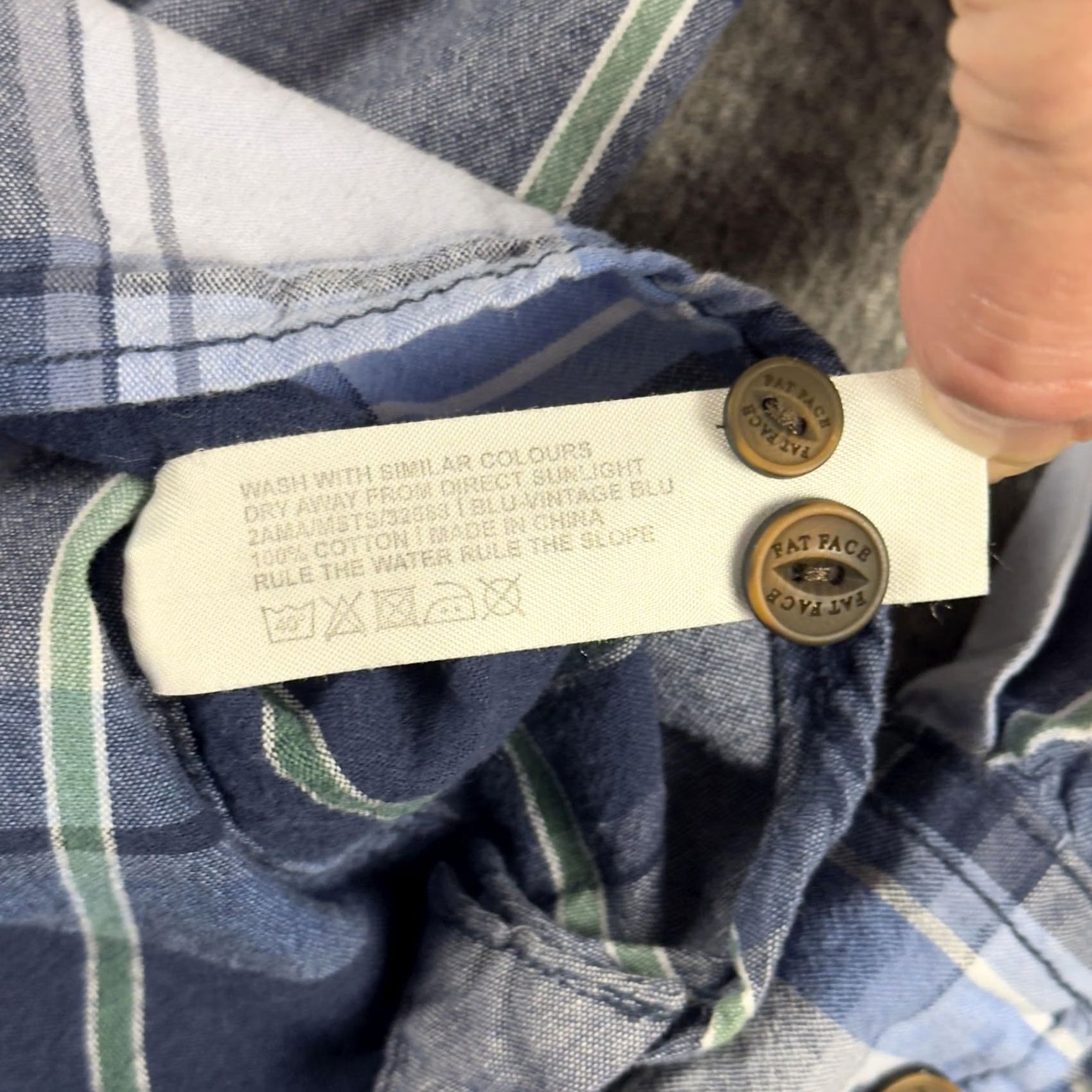 FatFace Fat Face Shirt Mens L Blue Plaid Long Sleeve Cotton Button Casual Pocket Size US L / EU 52-54 / 3 - 6 Thumbnail