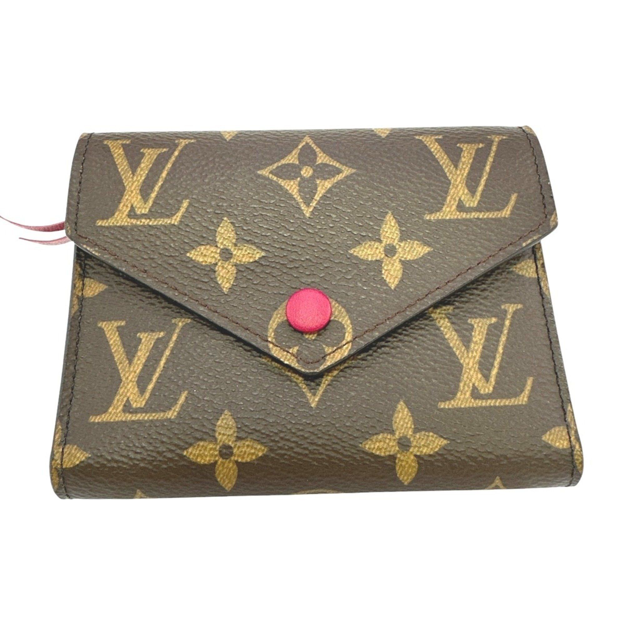 Louis Vuitton Wallet/Coin Case Business Card Holder/Card with Coin Purse Monogram Portefeuille Victorine Canvas M41938 Red
