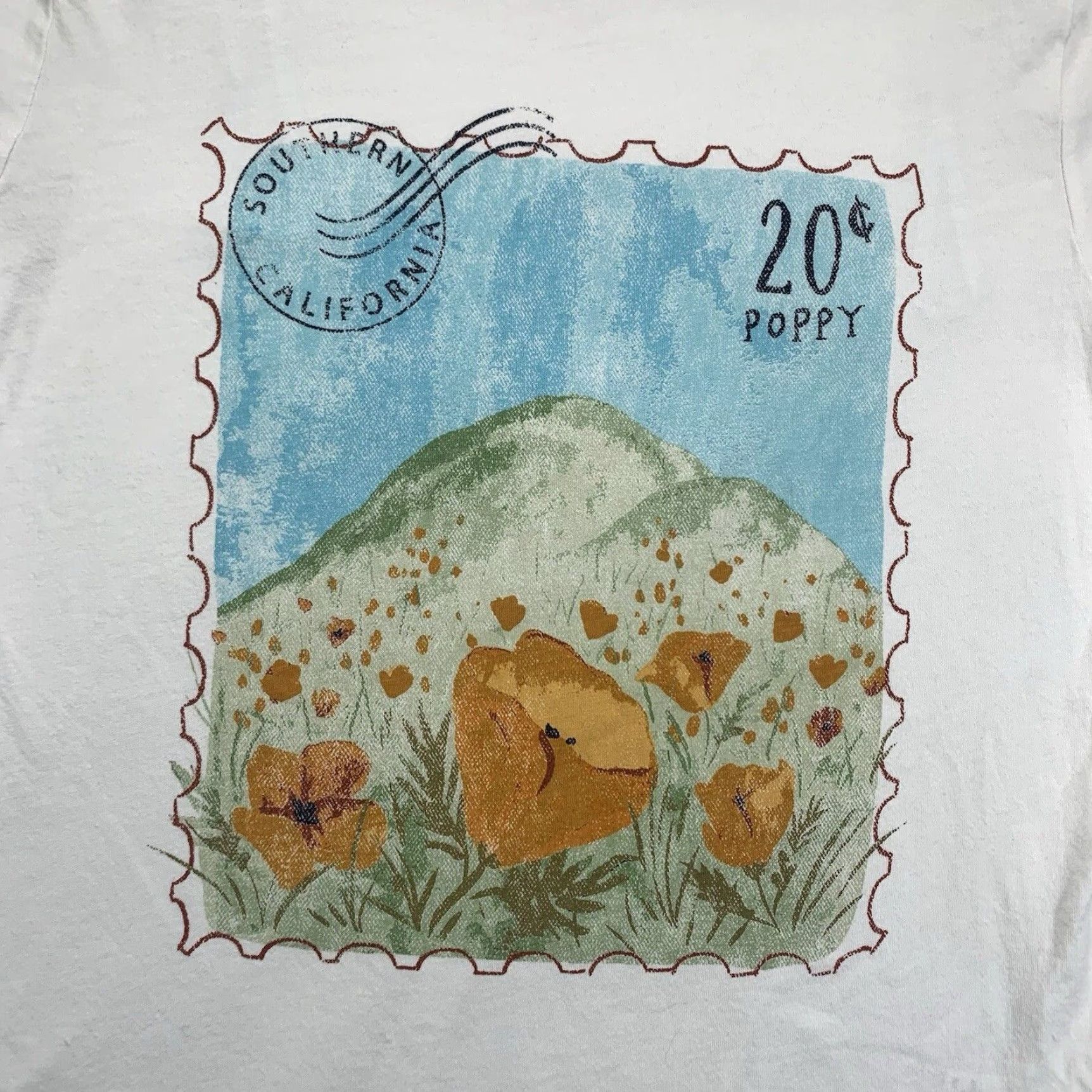 Vintage LC Lauren Conrad Women's XS White Graphic T-Shirt Poppy Flowers Art Casual California Size XS / US 0-2 / IT 36-38 - 2 Thumbnail