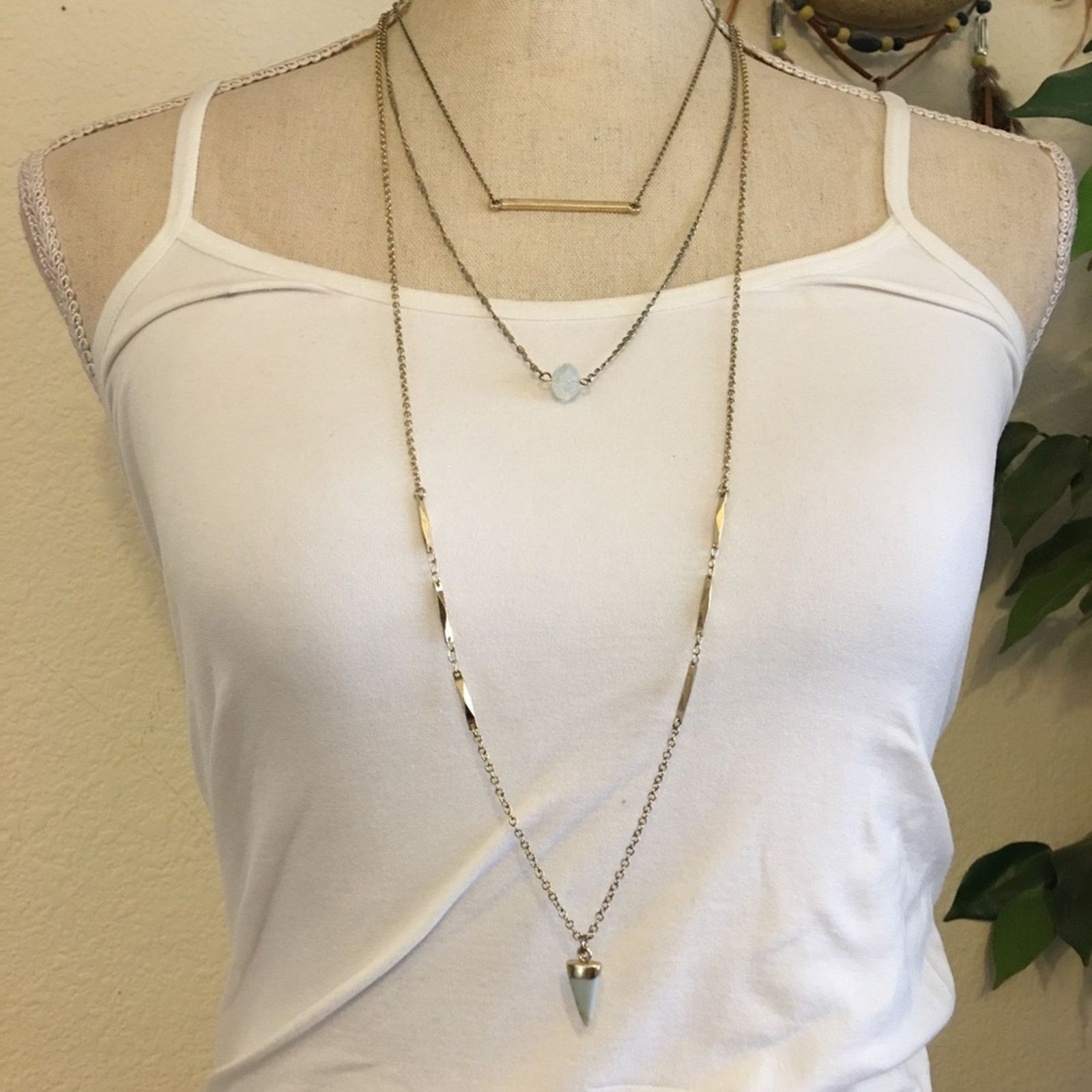 Jewelry Triple strand layered glass accent necklace Size ONE SIZE - 1 Thumbnail