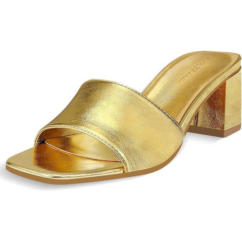 Other Pizz Annu Women's 7.5 Gold Open Toe 2.5" Heel Sandals Size US 7.5 / IT 37.5 - 1 Thumbnail