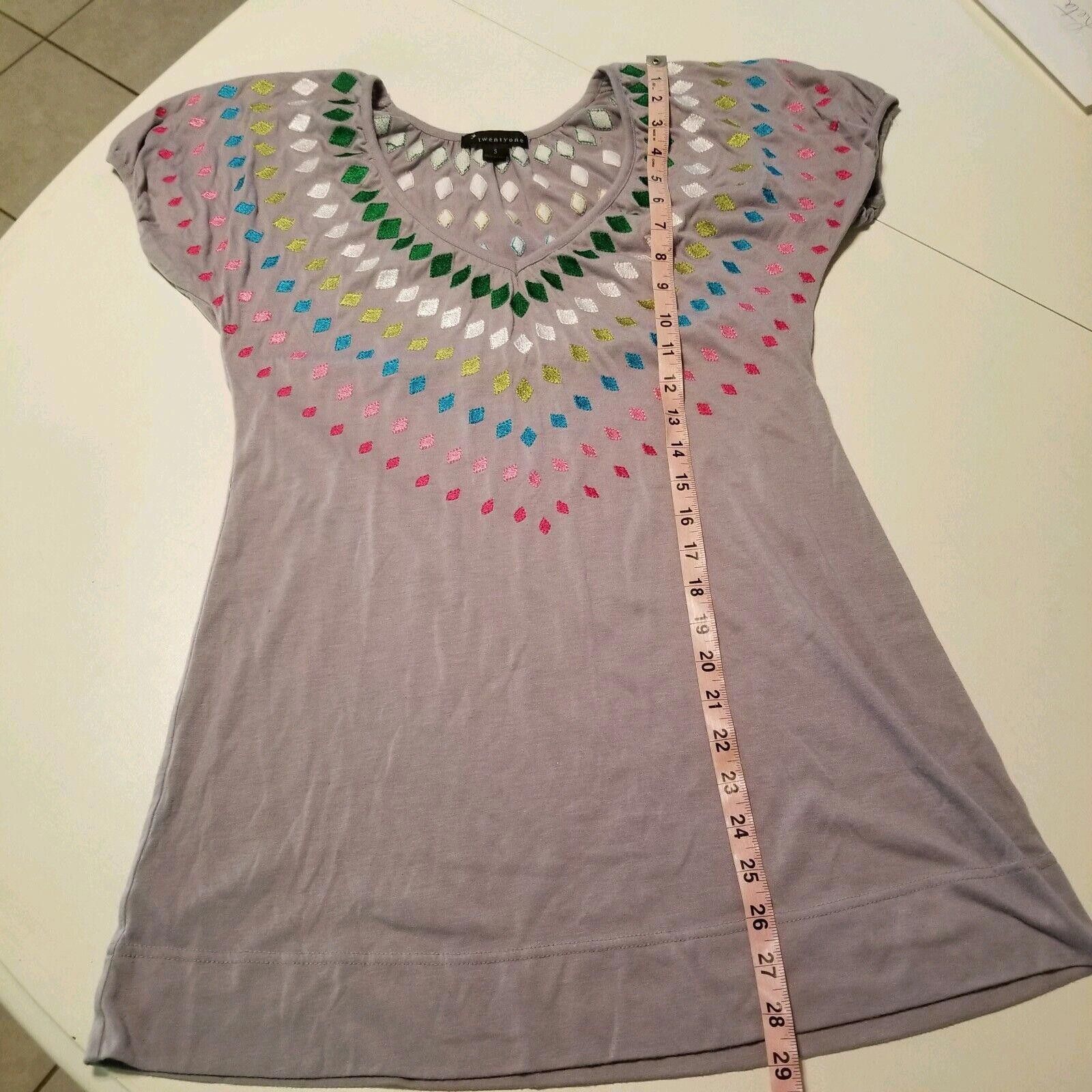 Forever 21 Forever 21 Top Size Small V Neck Grey Long Stretch Size S / US 4 / IT 40 - 4 Thumbnail