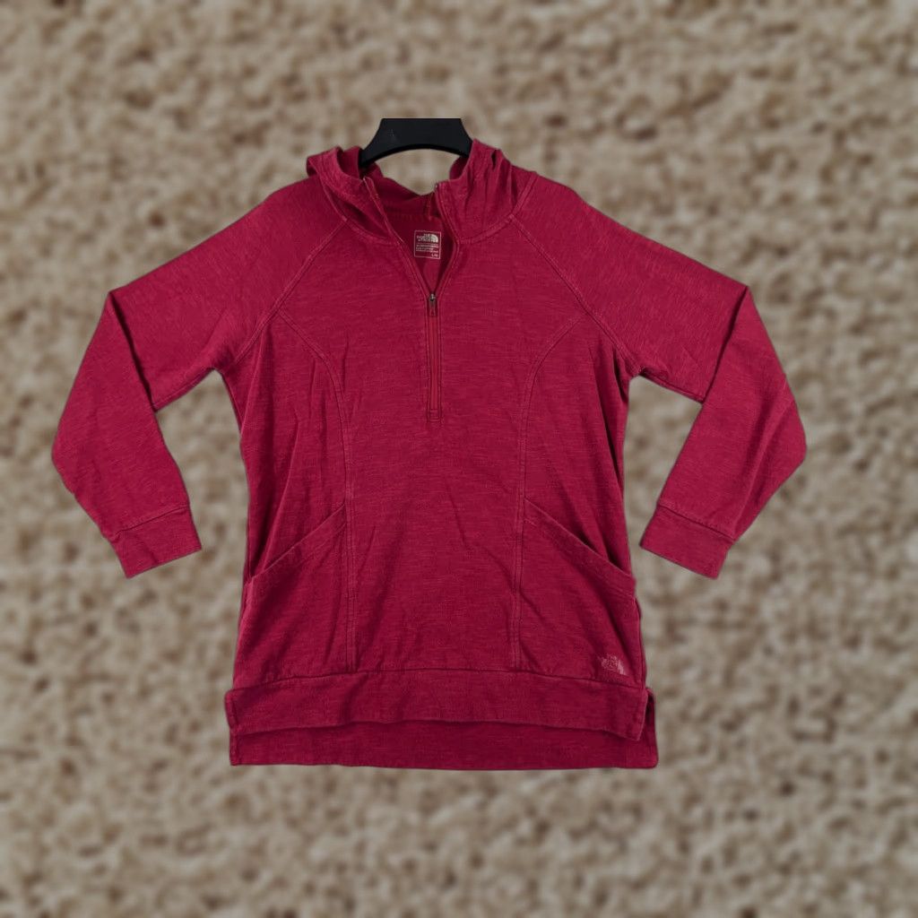 The North Face The North Face Hoodie Womens L Red Pullover Lightweight Crew Neck 1/2 Zip Logo Activewear - Regular Fit Size L / US 10 / IT 46 - 1 Thumbnail
