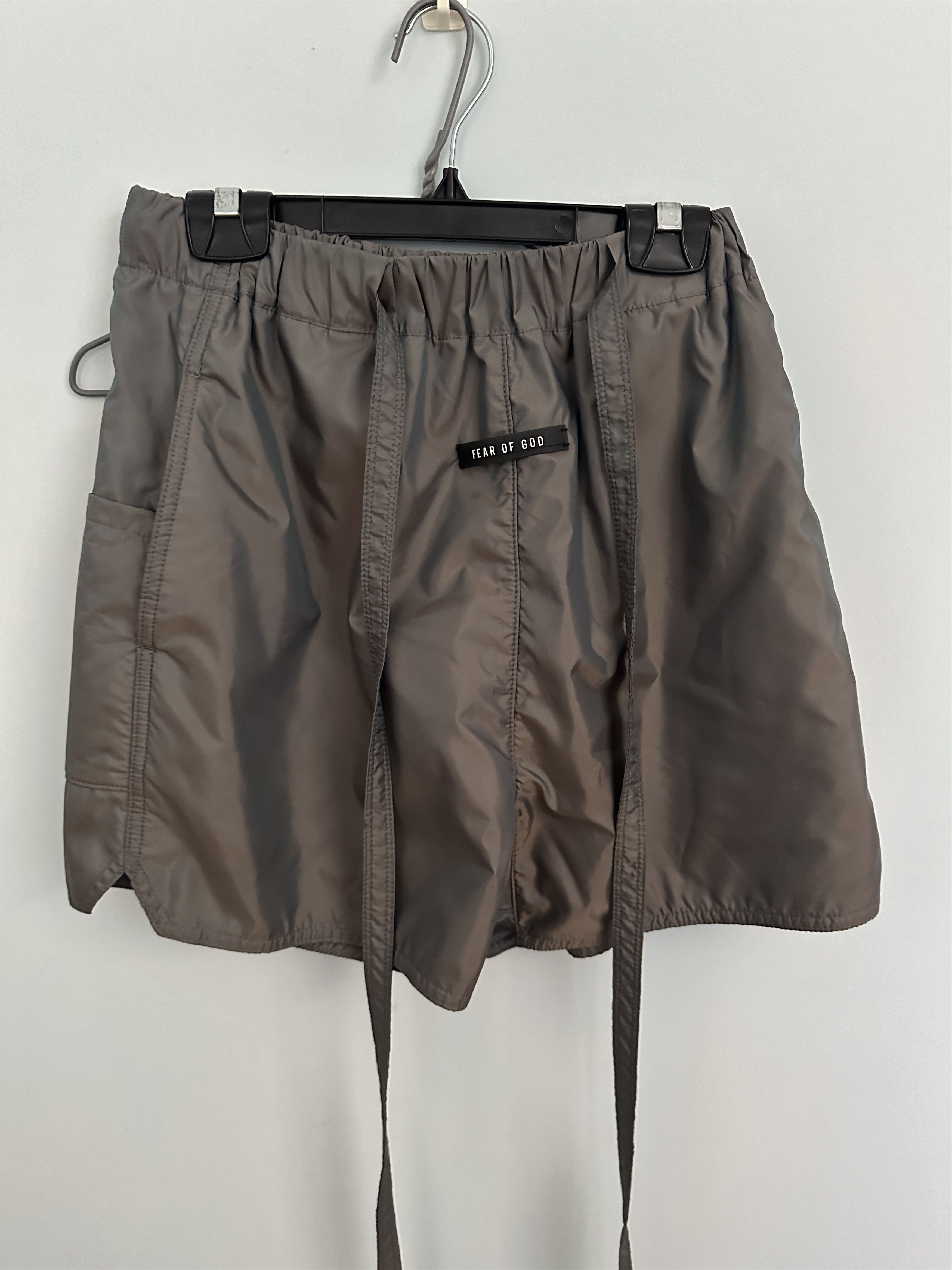 image of Fear Of God Grey Iridescent Military Shorts, Men's (Size 30)