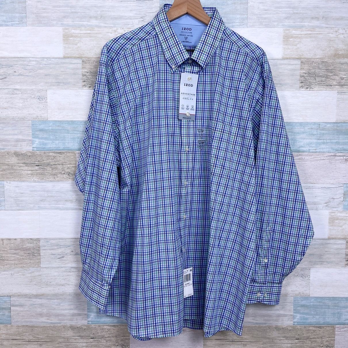 IZOD Advantage Performance CoolFX Shirt Blue Plaid Mens 2X