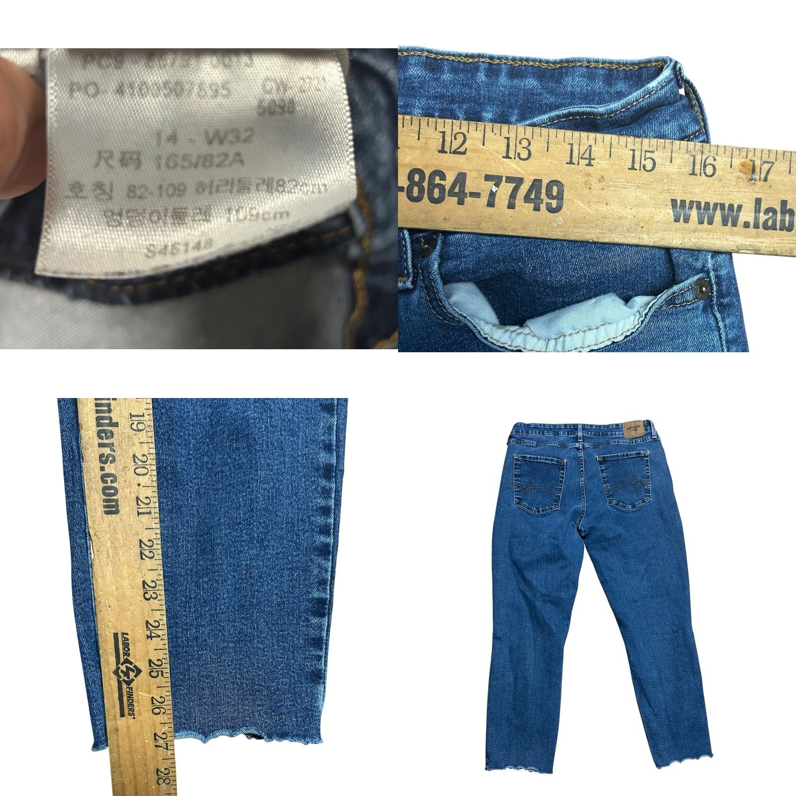 Denizen VINTAGE Denizen Levis Jeans Womens 14 Blue Modern Slim Frayed Crop Stretch Denim Pants Size 36" / US 14 / IT 50 - 8 Thumbnail