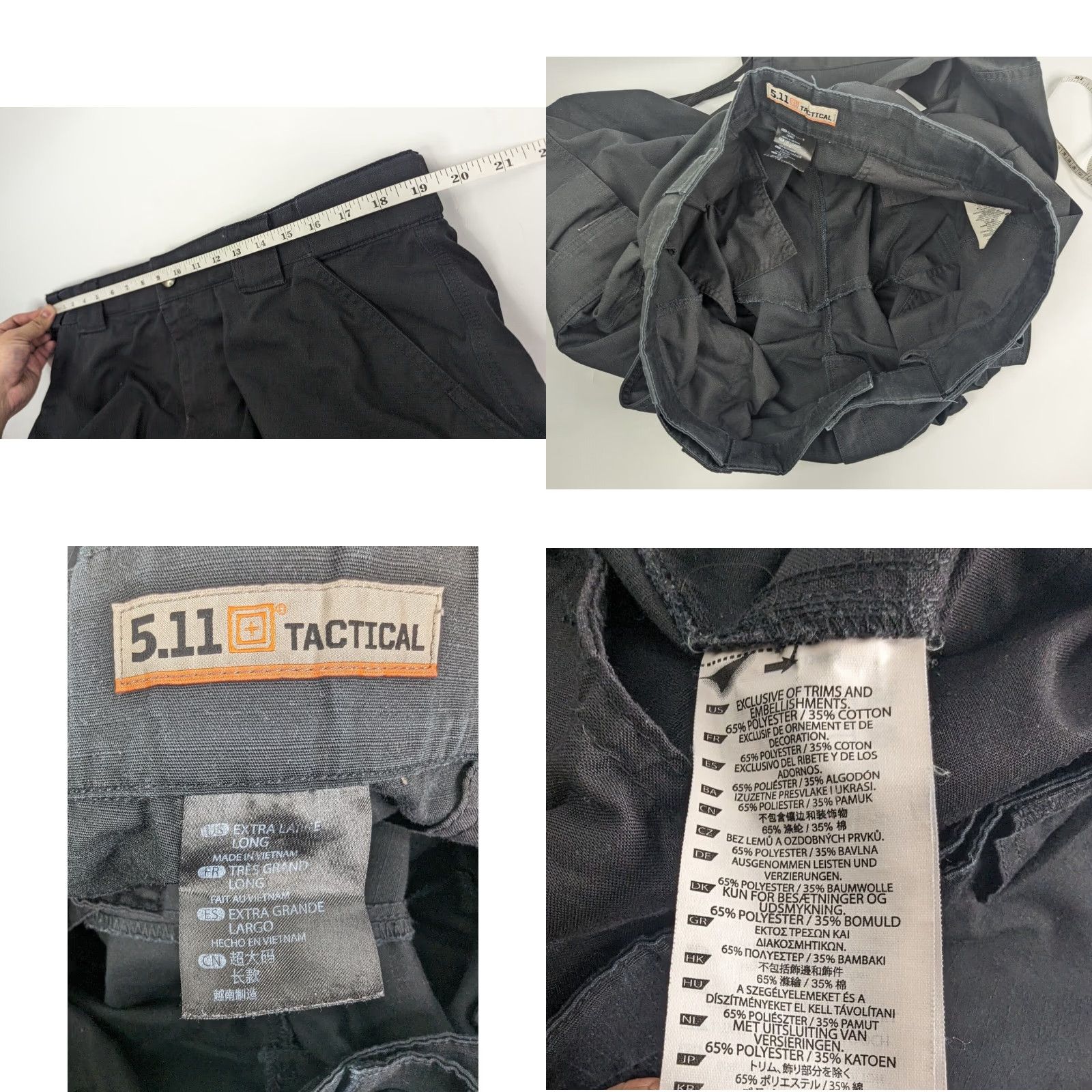 Vintage 5.11 Tactical Men's TDU Adjustable Work Ripstop Pants 74003 Black XL Long Cargo Straight Inseam 34 Mens Size US 36 / EU 52 - 8 Thumbnail