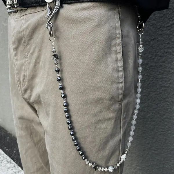 Jewelry Silver and Black Beaded Men's Chain Accessory Size ONE SIZE - 6 Thumbnail