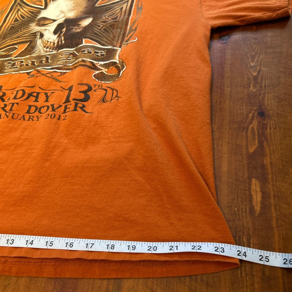Other Port Dover Friday The 13th Biker Skull Orange Tee Size US XL / EU 56 / 4 - 5 Thumbnail