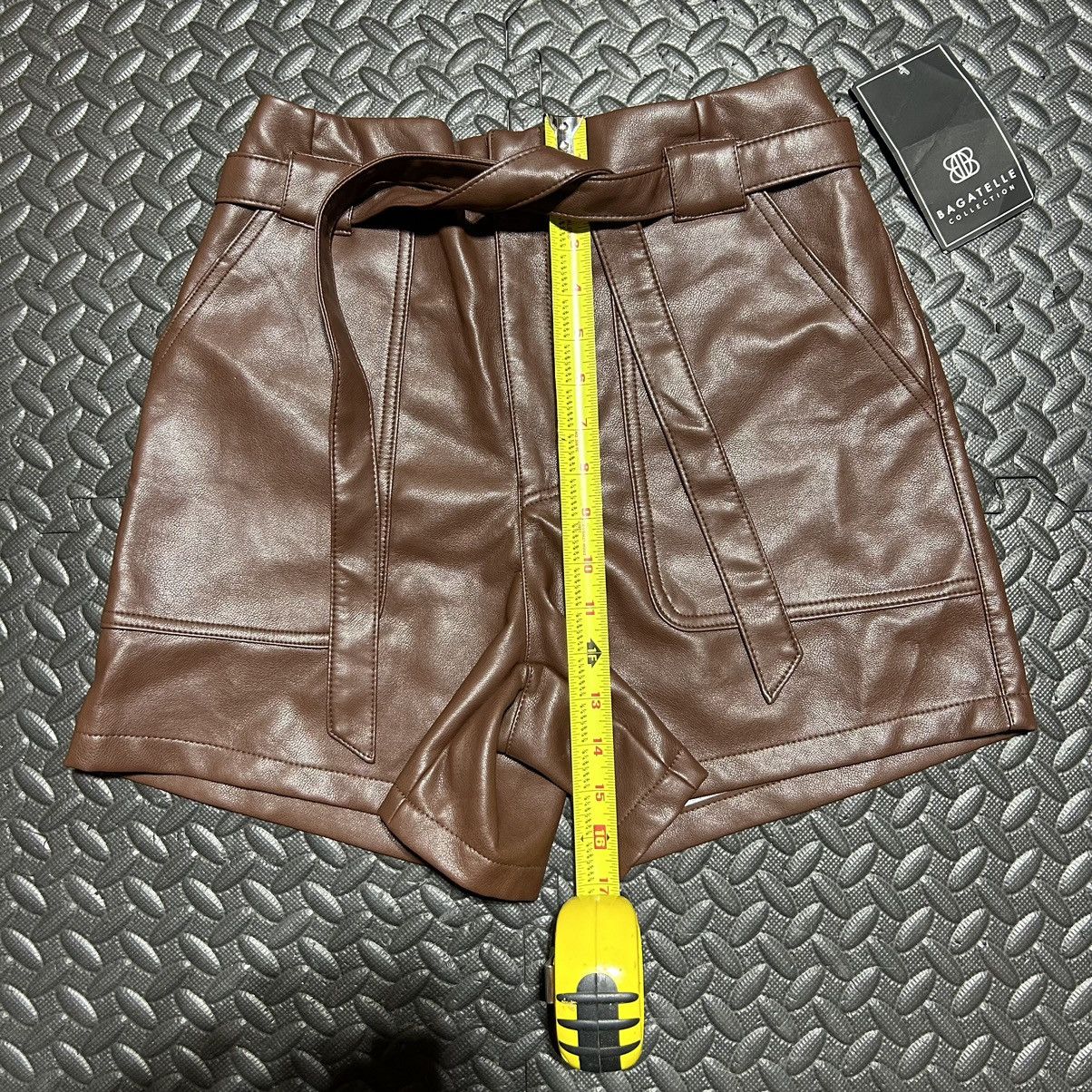 Other Bagatelle Collection Paperbag Shorts Pleather Belted XS NEW Size 25" / US 0 / IT 36 - 6 Thumbnail
