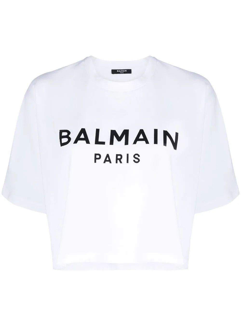 Balmain o1loc1c0526 Crop Logo-print T-Shirt in White Size S / US 4 / IT 40 - 1 Thumbnail