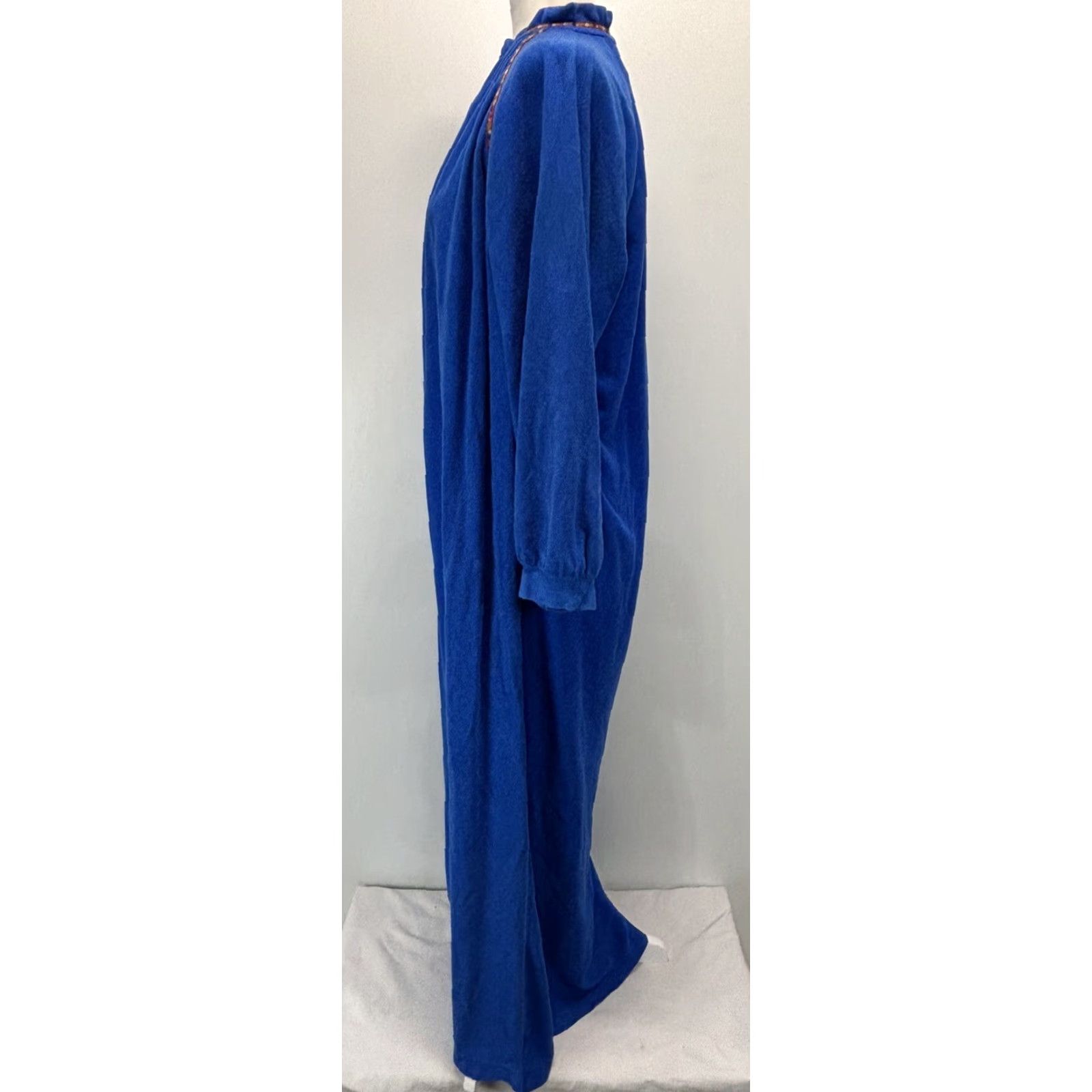 JCPenney VINTAGE JC Penney Nightgown Robe Long Sleepwear Half Zip 70s Blue Medium Mumu USA Womens Size M / US 6-8 / IT 42-44 - 2 Thumbnail
