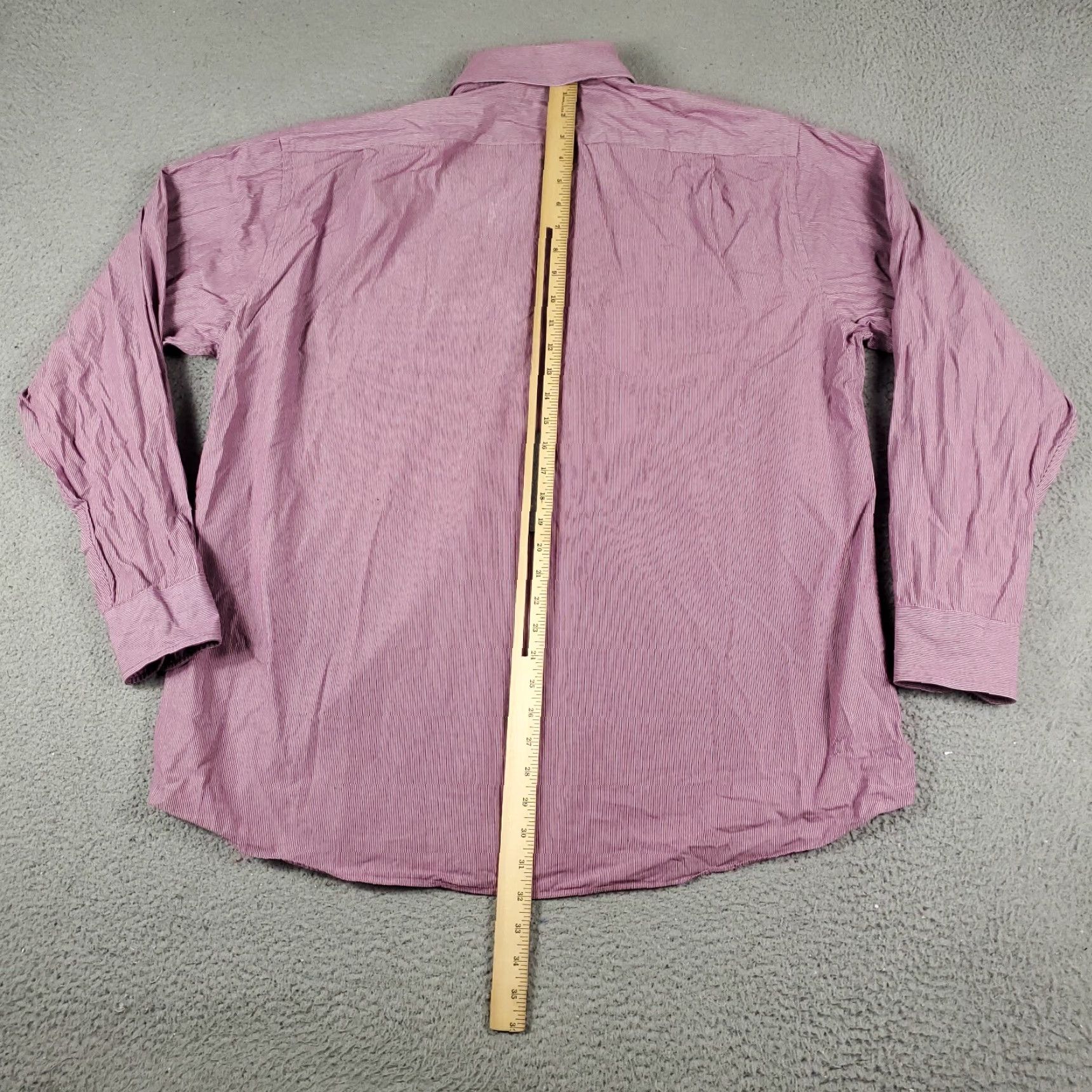 Tommy Hilfiger Tommy Hilfiger Dress Shirt Mens 17.5 Purple Striped Long Sleeve Button Up Classic Preppy Size 46R - 3 Thumbnail