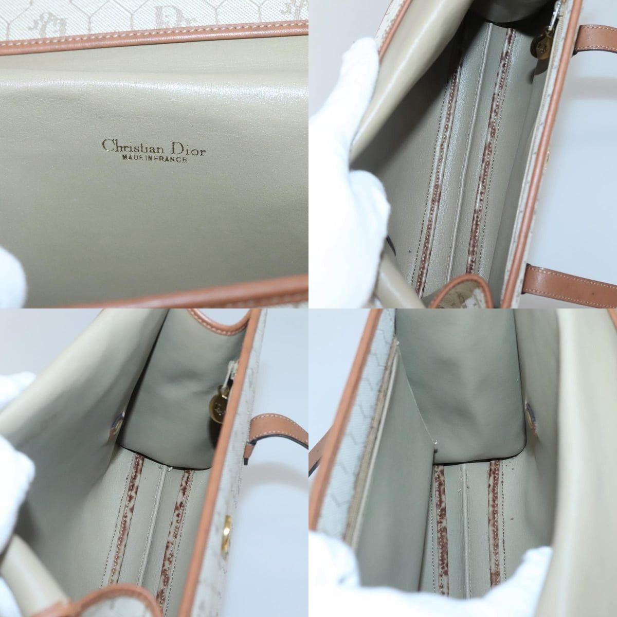 Dior DIOR Honeycomb Canvas Shoulder Bag Beige Gold Size ONE SIZE - 11 Thumbnail