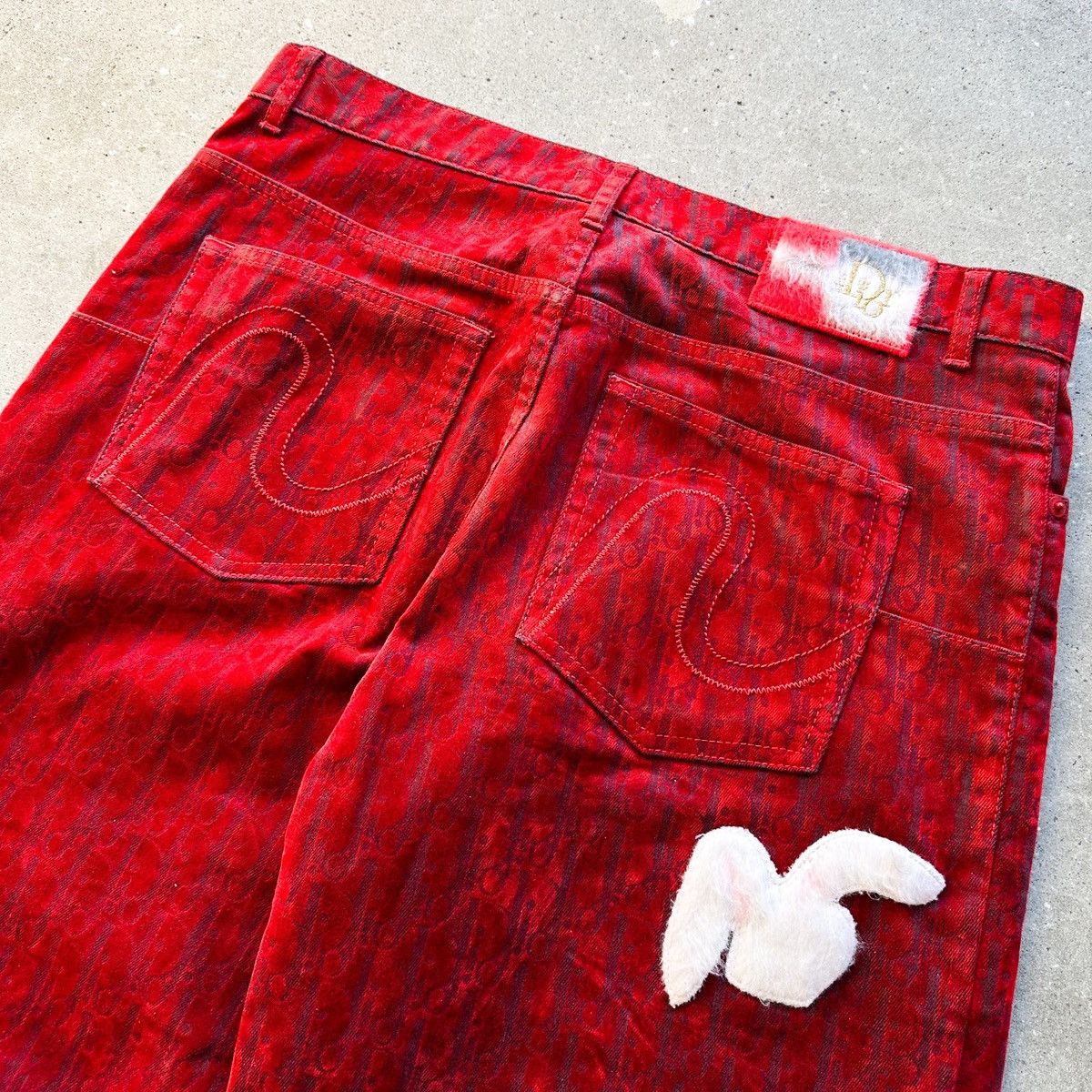 Dior × ERL ❤️‍🔥 VVIP RUNWAY Chinese New Year Oblique Crushed Velvet Denim Size US 33 - 11 Thumbnail