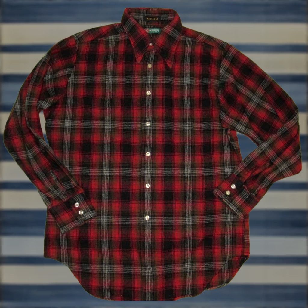 McGregor Vtg 50s McGREGOR Red Plaid Wool Long Sleeve Button Down Shirt Large L Mens Size US L / EU 52-54 / 3 - 1 Thumbnail