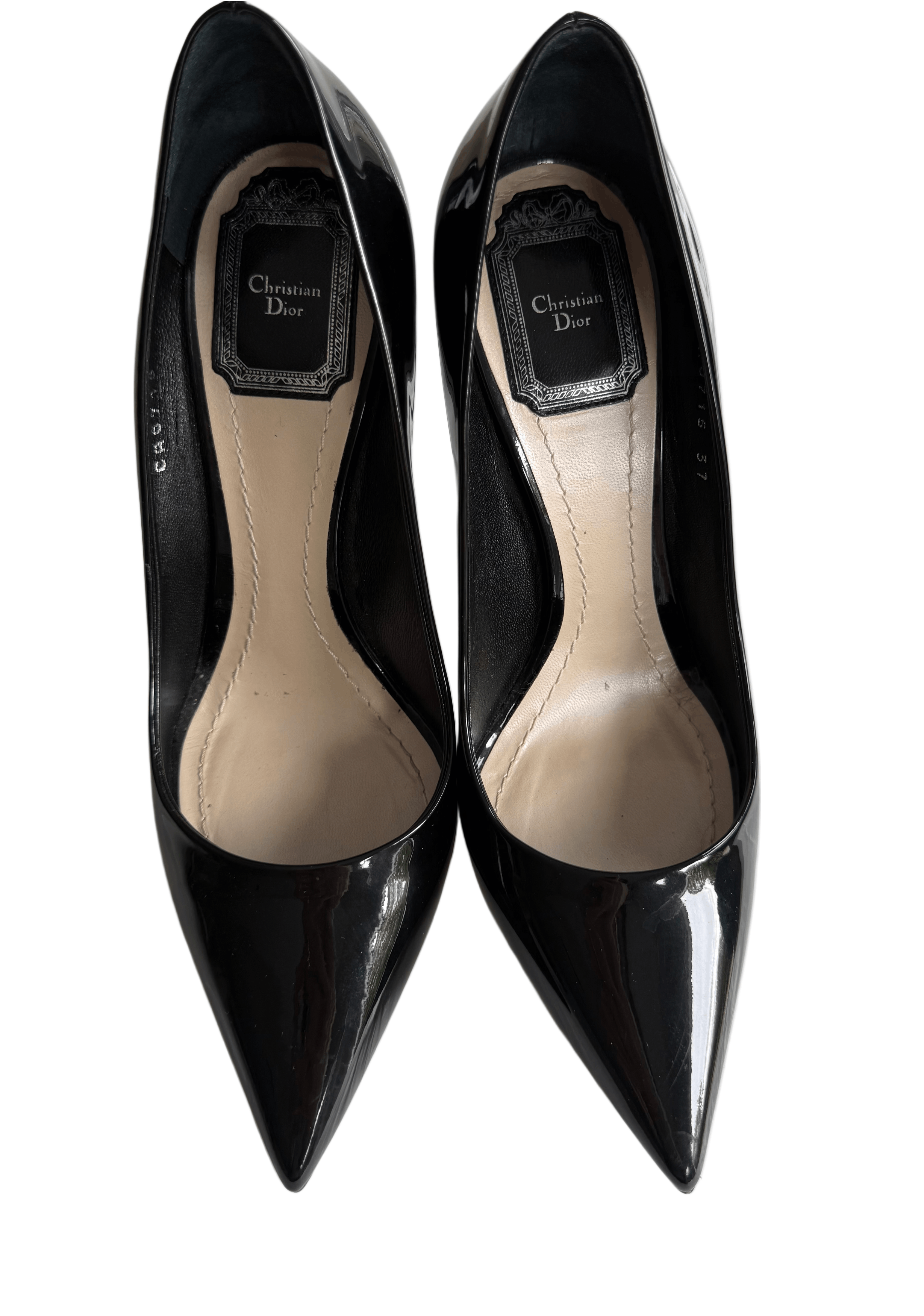 Dior Christian Dior Black Patent Leather Pointed-Toe Pumps 37(IT) Size US 7 / IT 37 - 1 Thumbnail