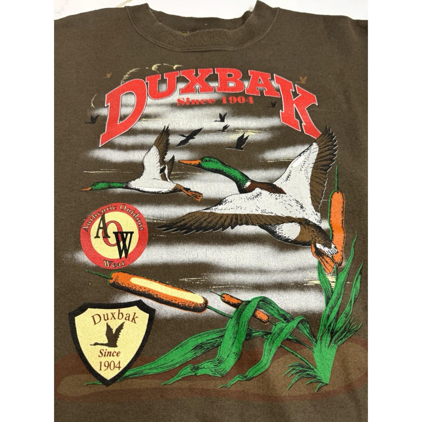 Vintage VINTAGE 90s Duxbak Duck Hunting Graphic Brown Crewneck Sweatshirt Size L USA Size US L / EU 52-54 / 3 - 5 Thumbnail
