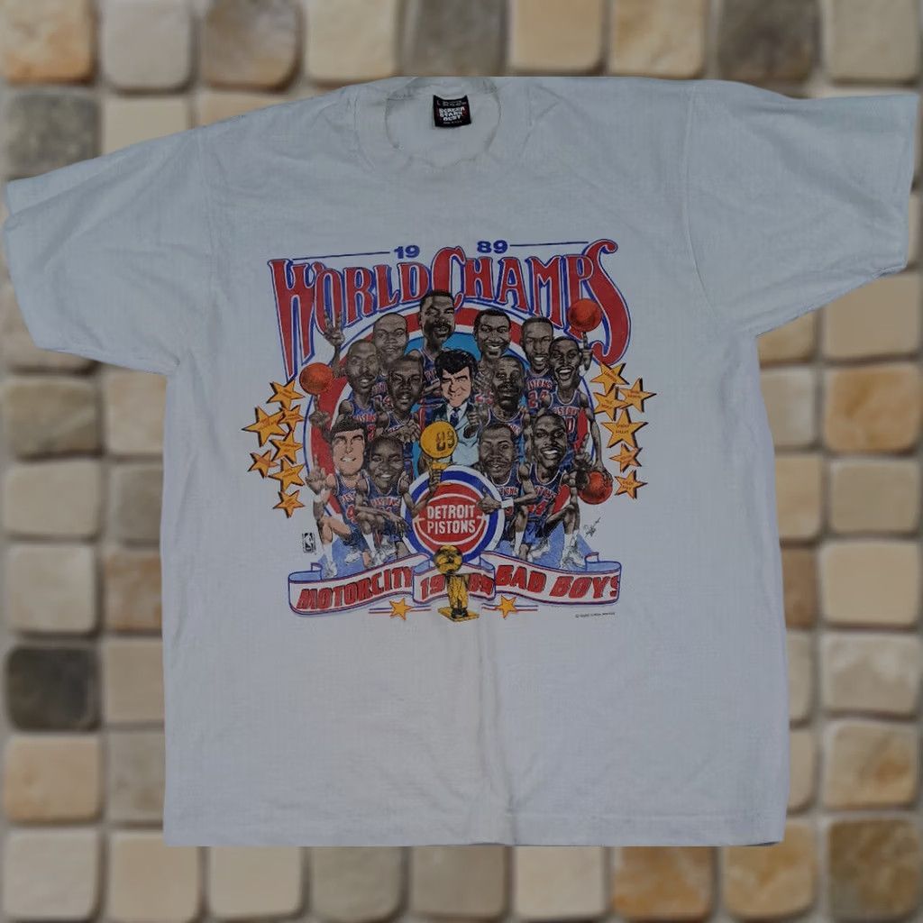Vintage Vintage Detroit Pistons 1989 Champs Shirt Single Stitch USA LG Cartoon Print Size US L / EU 52-54 / 3 - 1 Thumbnail