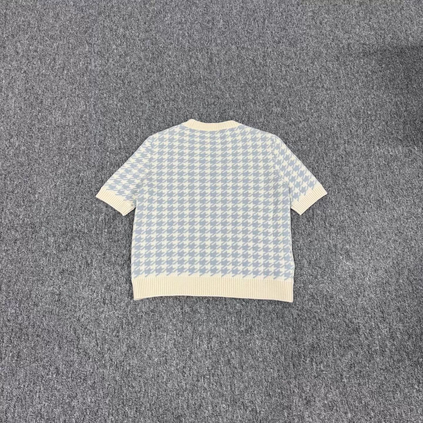 Miu Miu MIU MIU Blue White Plaid Embrd Knit Short Top Women 38 99New Size XS / US 0-2 / IT 36-38 - 2 Thumbnail