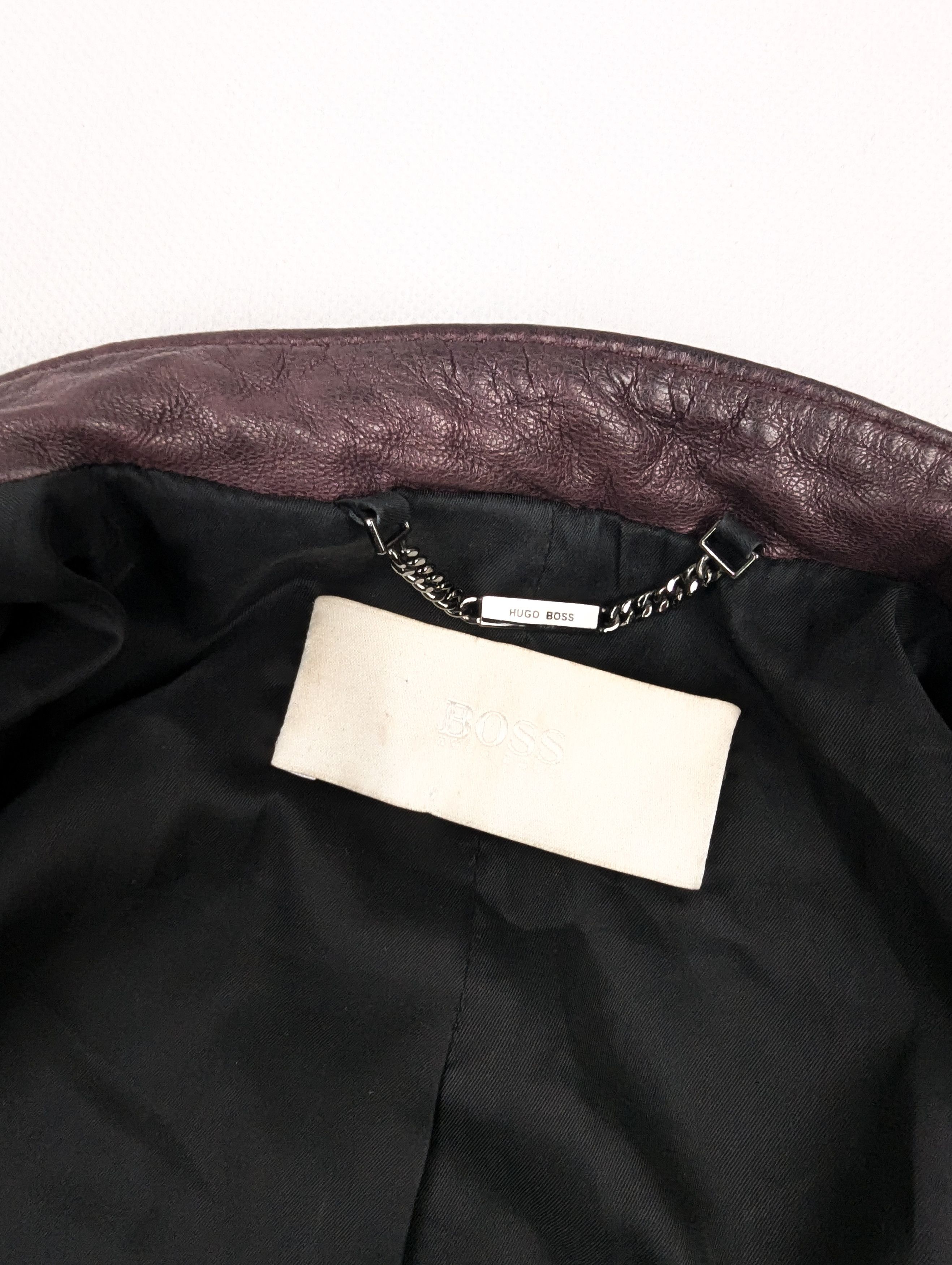 Hugo Boss Hugo Boss burgundy leather jacket XS 34 Size XS / US 0-2 / IT 36-38 - 4 Thumbnail