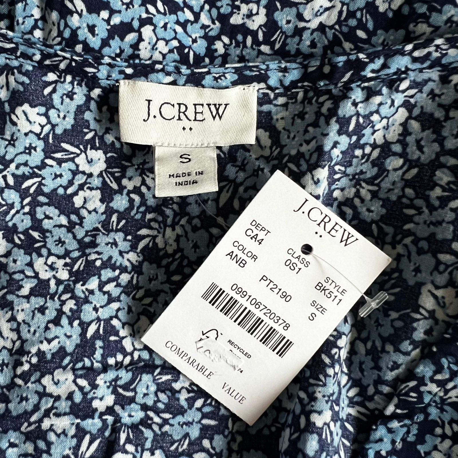 J.Crew J.Crew Blue Lightweight Cotton Puff-sleeve Mini Dress, S Size S / US 4 / IT 40 - 5 Thumbnail