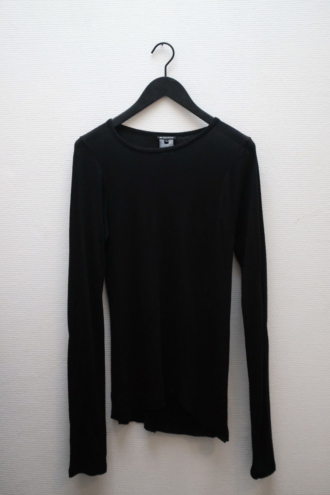 Pre-owned Ann Demeulemeester Asymmetrical Neckline Tee In Black