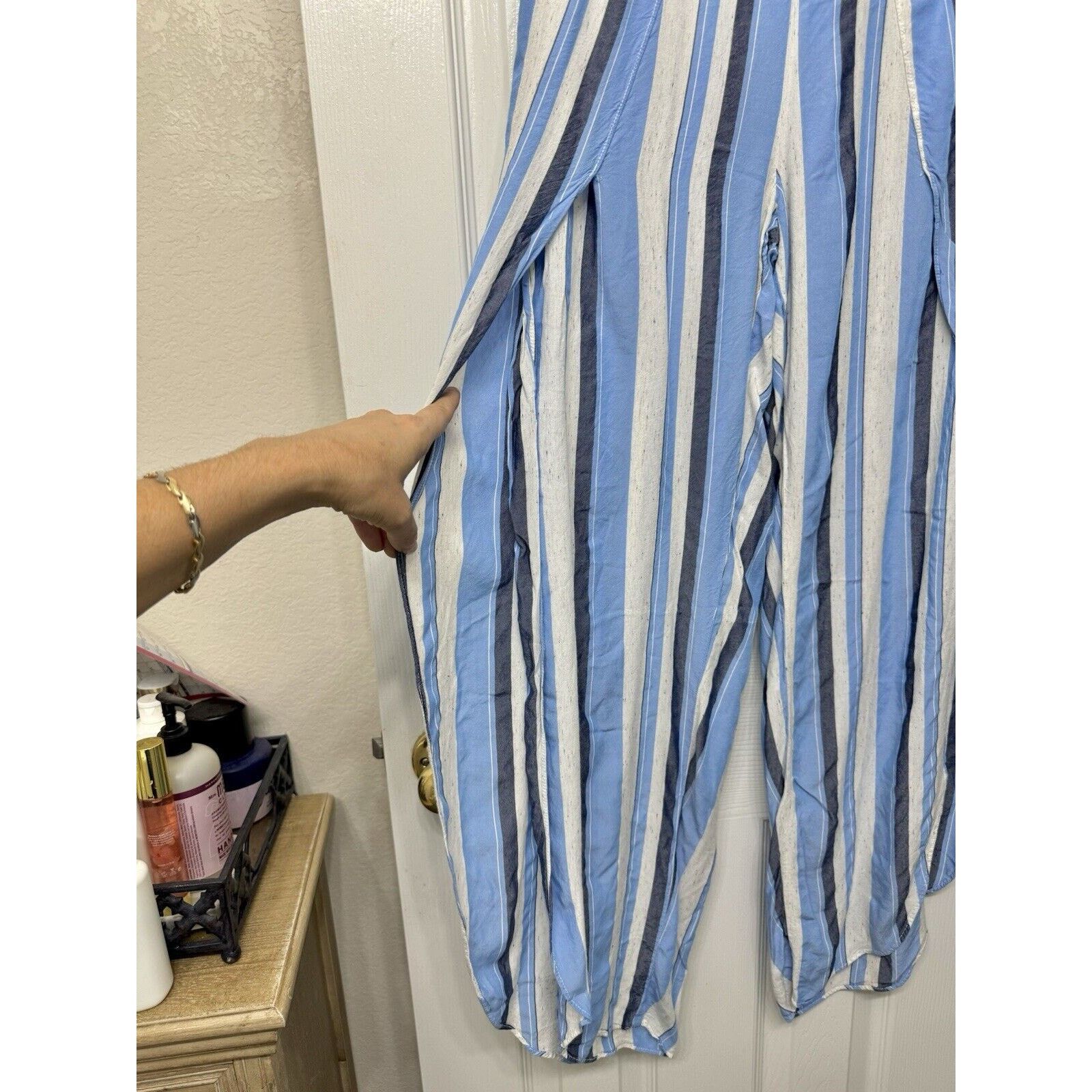 Drew DREW Whitney Wrapped, Split Leg Harem Pants Blue Stripes - M Size 30" / US 8 / IT 44 - 3 Thumbnail