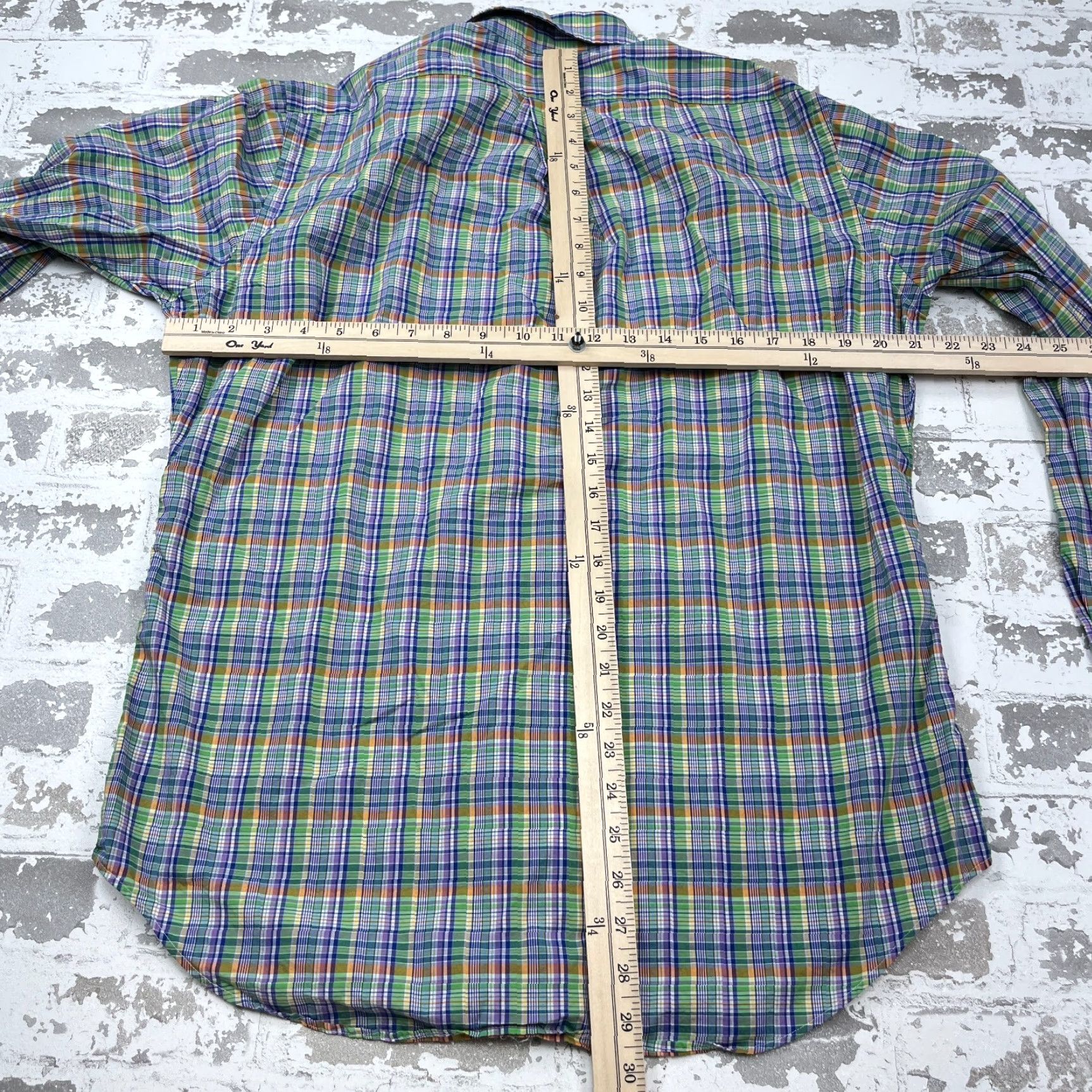 Ralph Lauren Ralph Lauren Shirt Men Medium Button Up Green Purple Multi Plaid Poplin Dress Shirt Size 40R - 7 Thumbnail