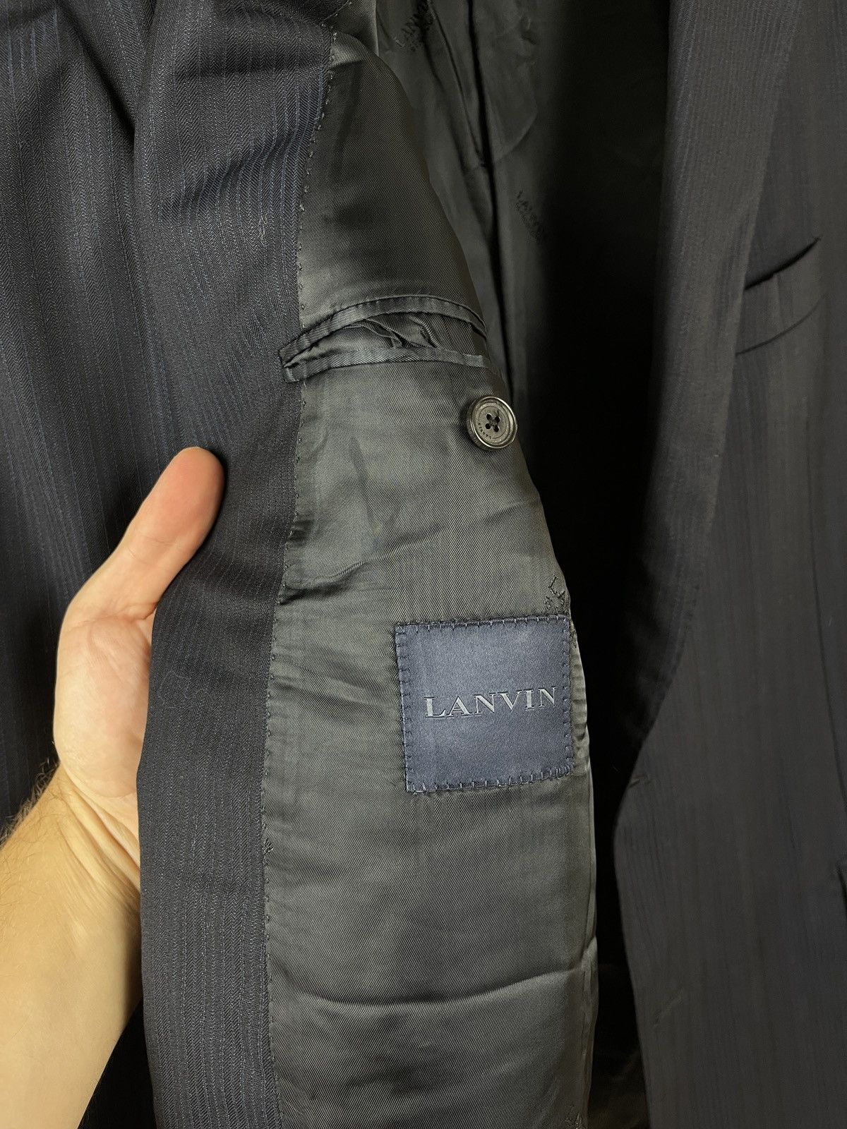 Lanvin Lanvin 15 faubourg navy striped 2 button blazer sport coat Size 48R - 9 Thumbnail