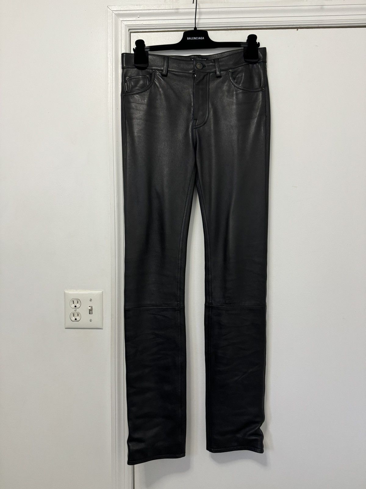 Balenciaga Balenciaga Silk Lined Leather Pants Size US 31 - 1 Thumbnail