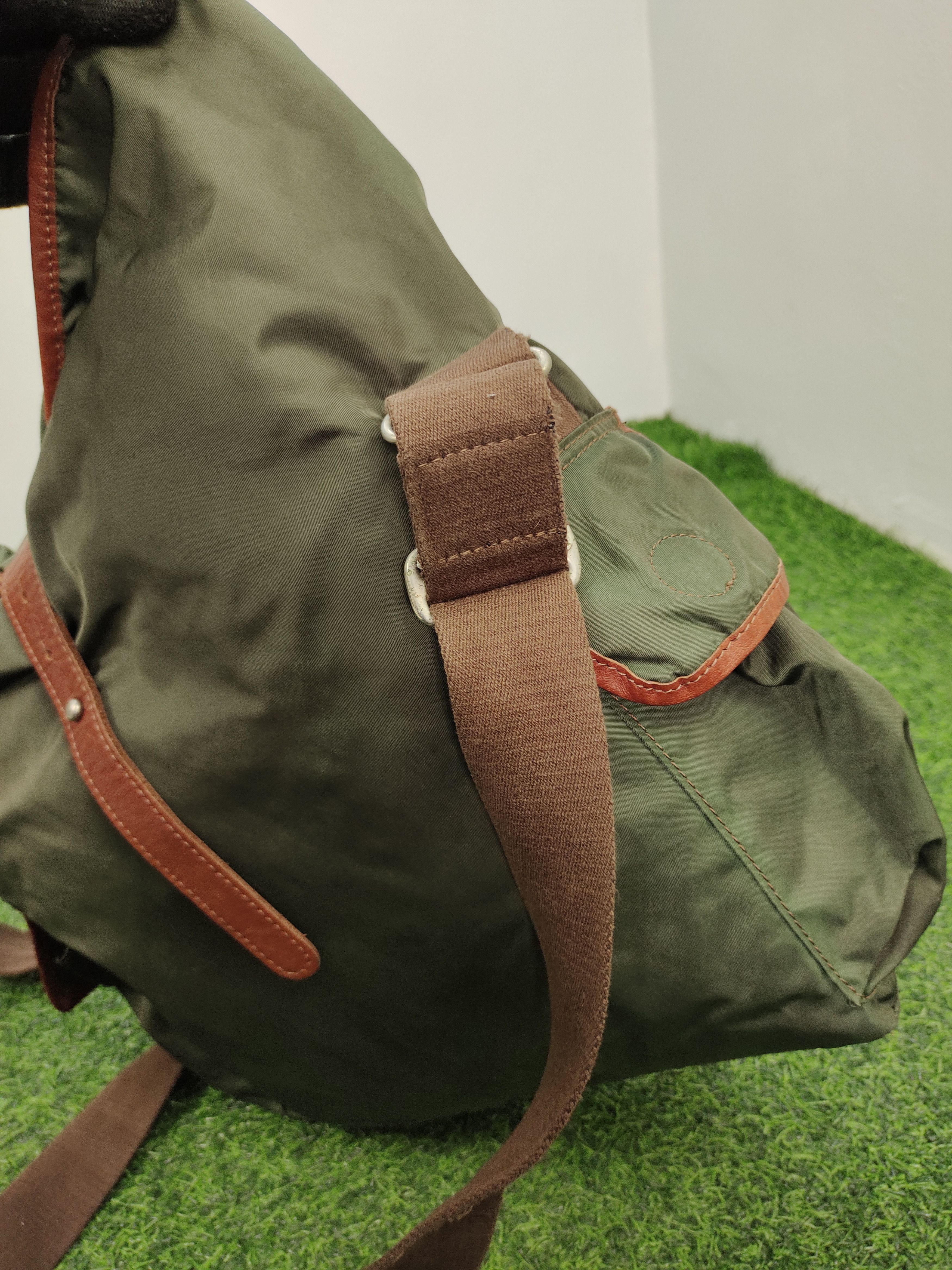 Hysteric Glamour Vintage Orobianco Olive Green Nylon Leather Trim Sling Bag Size ONE SIZE - 6 Thumbnail