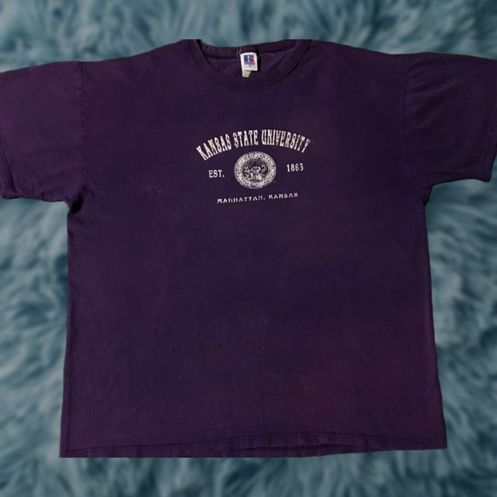 Russell Athletic Vtg 90s Russell Kansas State Faded Distress Shirt XL School Track Grunge PE Punk Size US XL / EU 56 / 4 - 1 Thumbnail