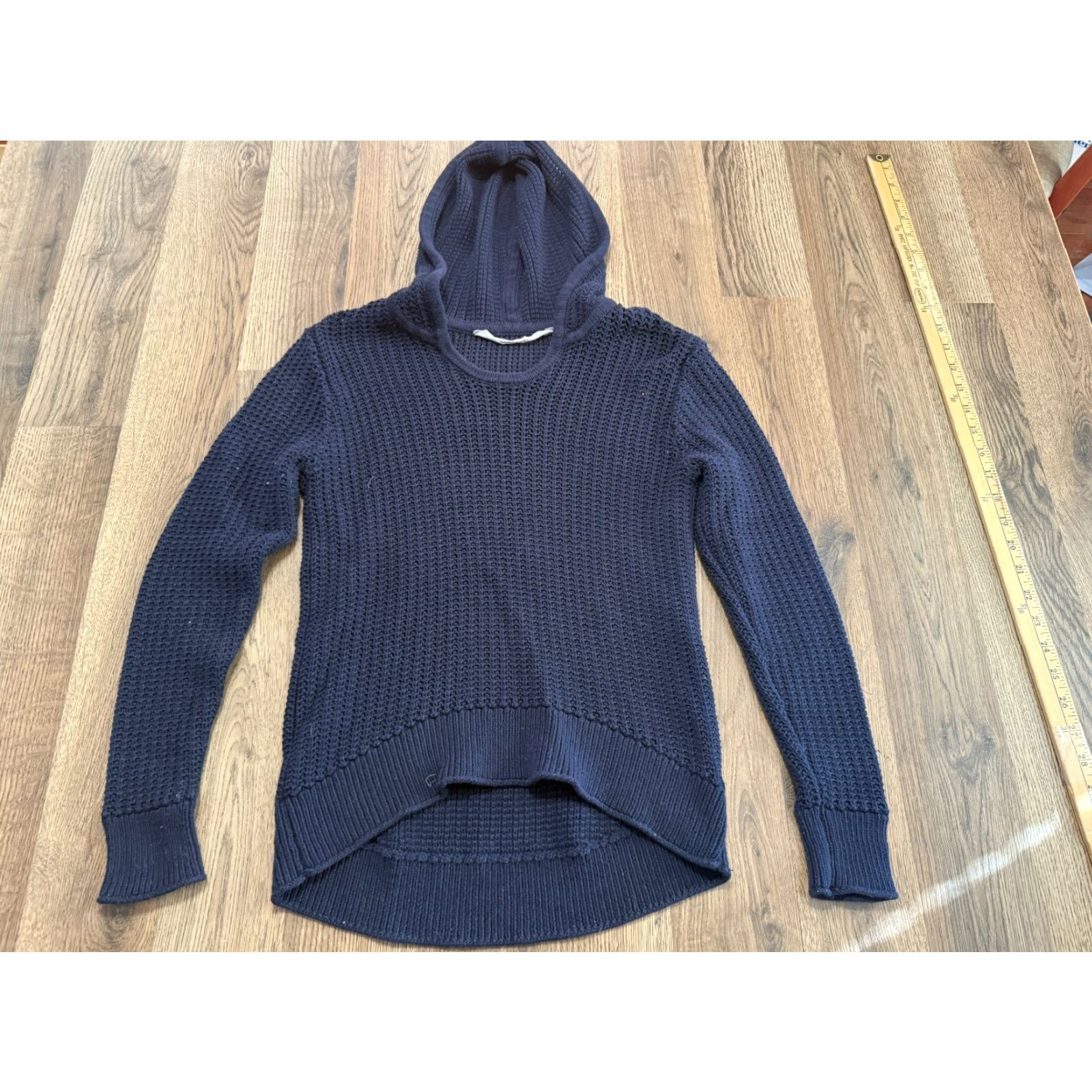 Athleta Athleta Sweater Womens XS Blue Pullover Hooded V-neck Ribbed Knit Shirt Size XS / US 0-2 / IT 36-38 - 2 Thumbnail