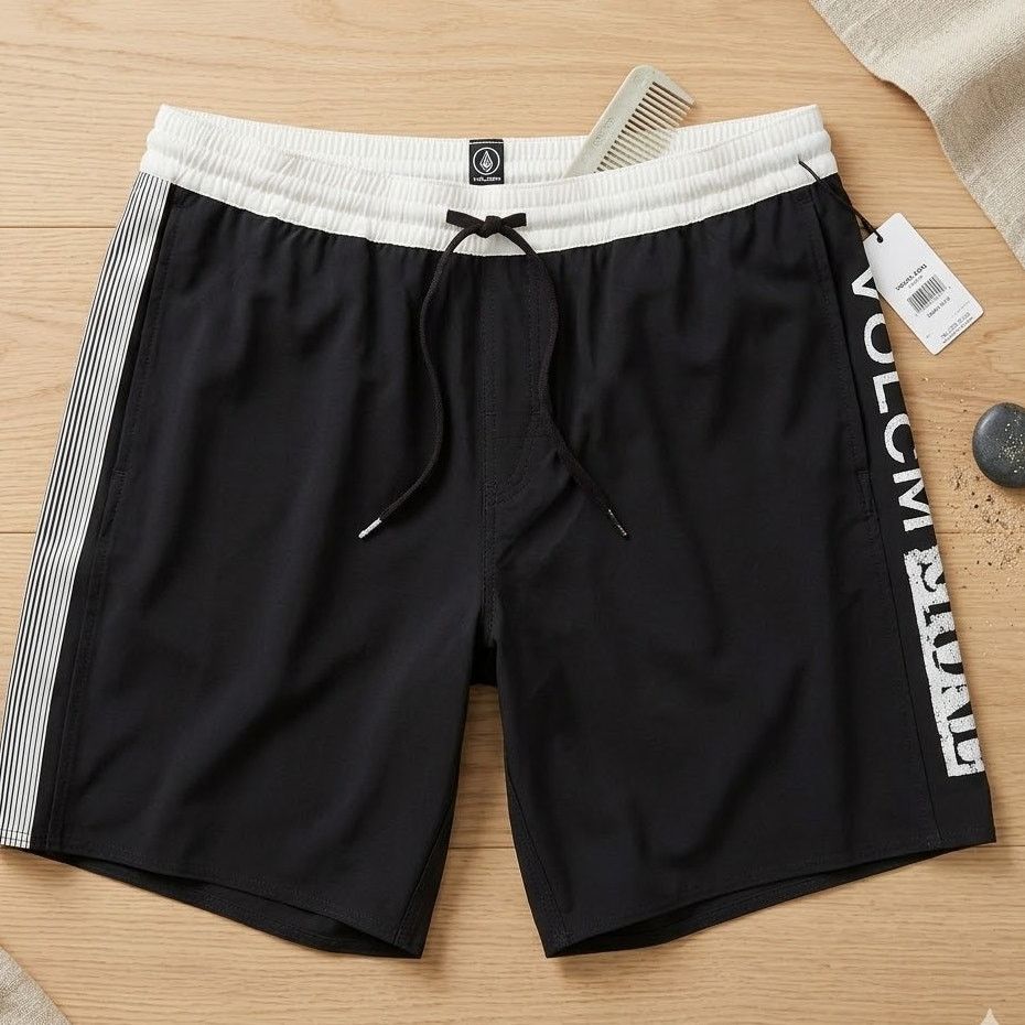 Volcom Volcom Jones Trunk 18 Boardshorts Mens XL Black White Size US 34 / EU 50 - 5 Thumbnail