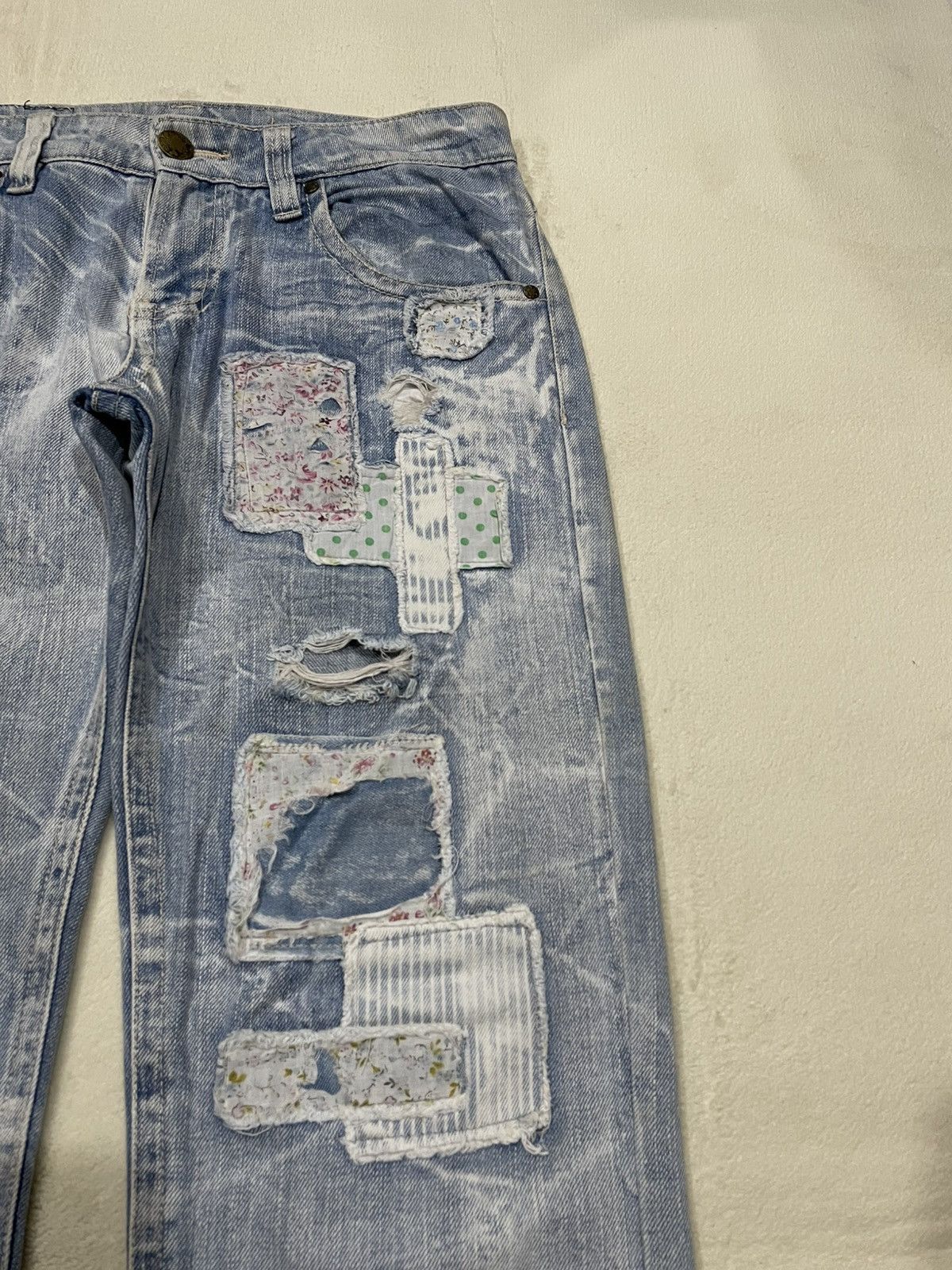 Japanese Brand Vintage Sky Bomber faded distress riped denim jeans Size US 30 / EU 46 - 4 Thumbnail