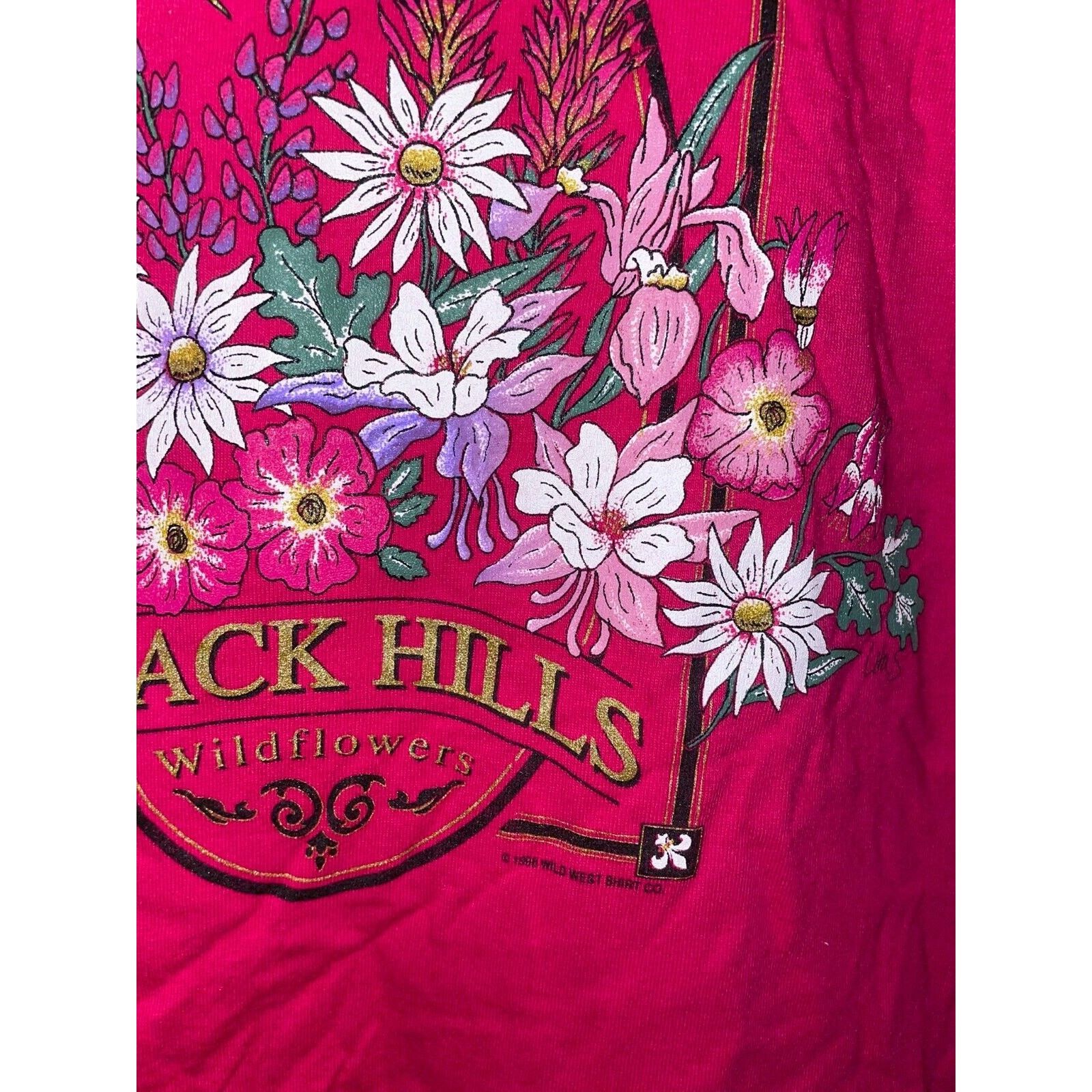 Jerzees Vintage Black Hills Shirt Wildflowers Flowers Pink Tee 90s L Size US L / EU 52-54 / 3 - 3 Thumbnail