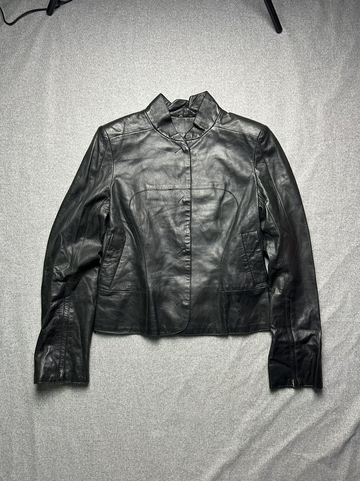 Costume National Costume National - 1990s Black Leather Moto Jacket Size S / US 4 / IT 40 - 2 Thumbnail