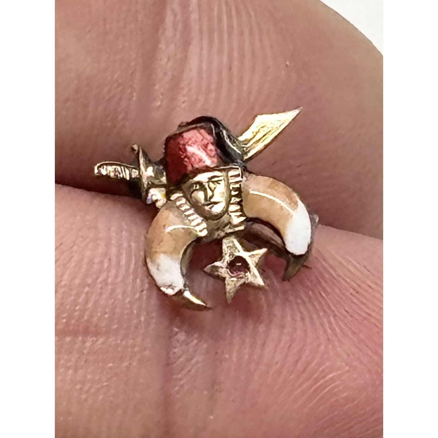 Vintage 10 kt Gold Estate Masonic Enamel Jewel Pin Size ONE SIZE - 5 Thumbnail