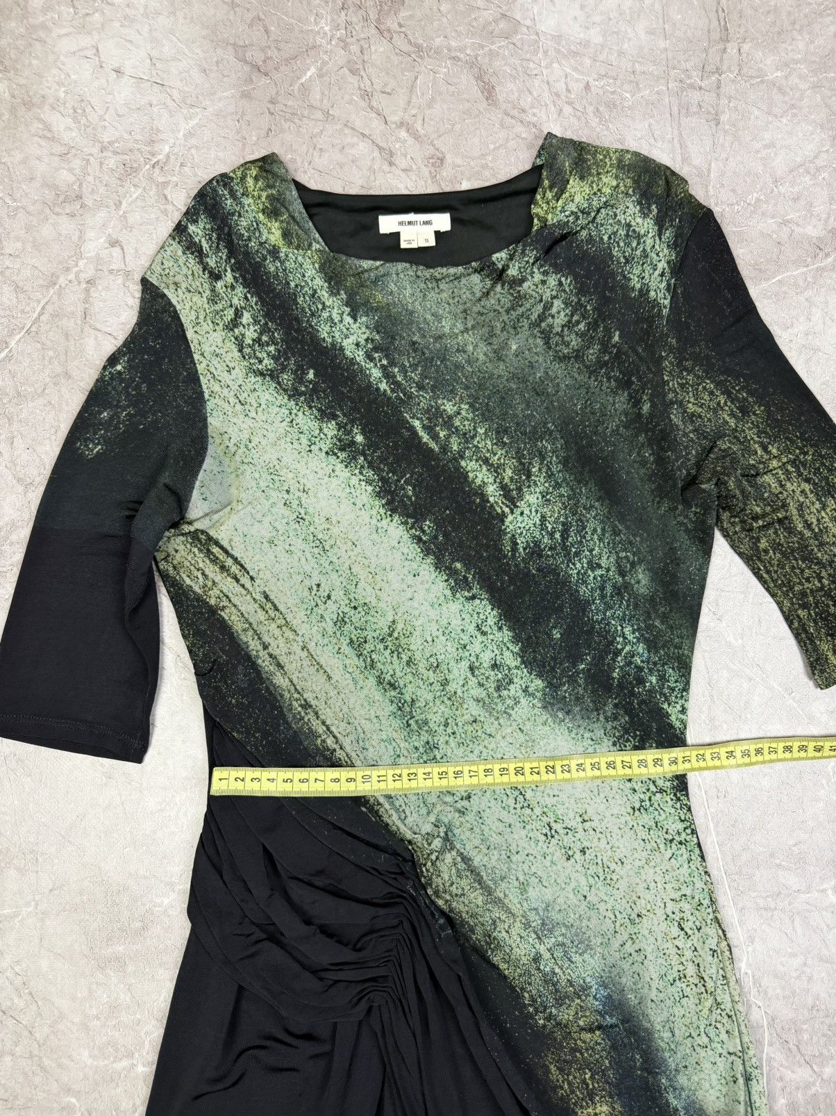 Helmut Lang HELMUT LANG Vintage Abstract Dune Print Ruched Drape Dress Size S / US 4 / IT 40 - 8 Thumbnail