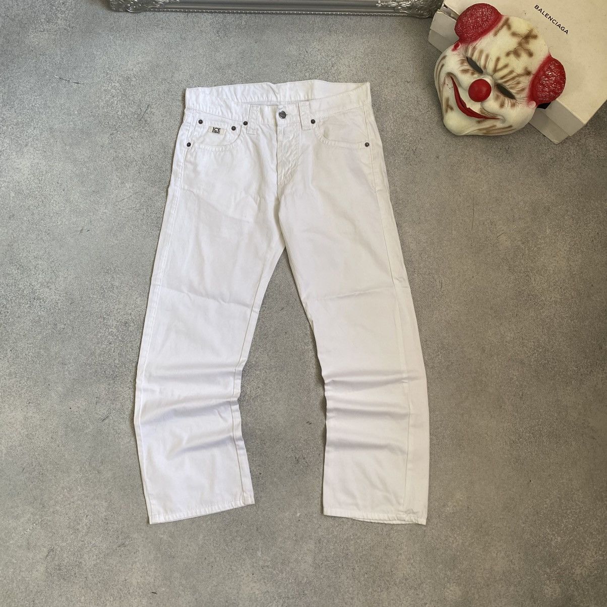 Iceberg Vintage 90's Iceberg Ice White Jeans Big Logo Pants Y2K Size US 31 - 6 Thumbnail