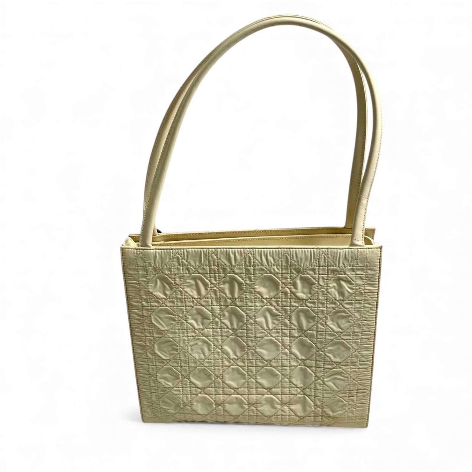Dior Dior - Vintage Quilted Leather Handbag Cream Size ONE SIZE - 3 Thumbnail