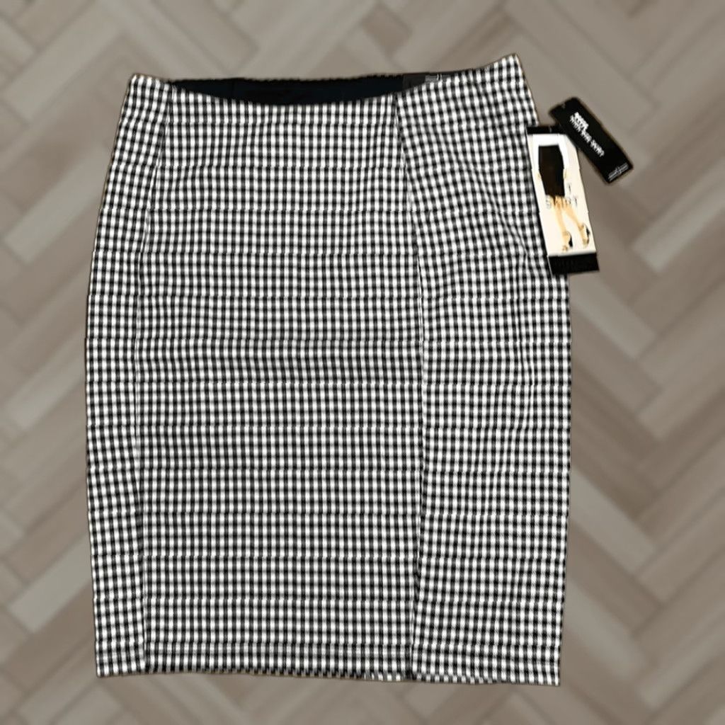 Vintage Liverpool Skirt Knit Midi Black 6P NWT Petite Women Pencil Straight Checkered 6P NWT Black White? Size 28" / US 6 / IT 42 - 1 Thumbnail