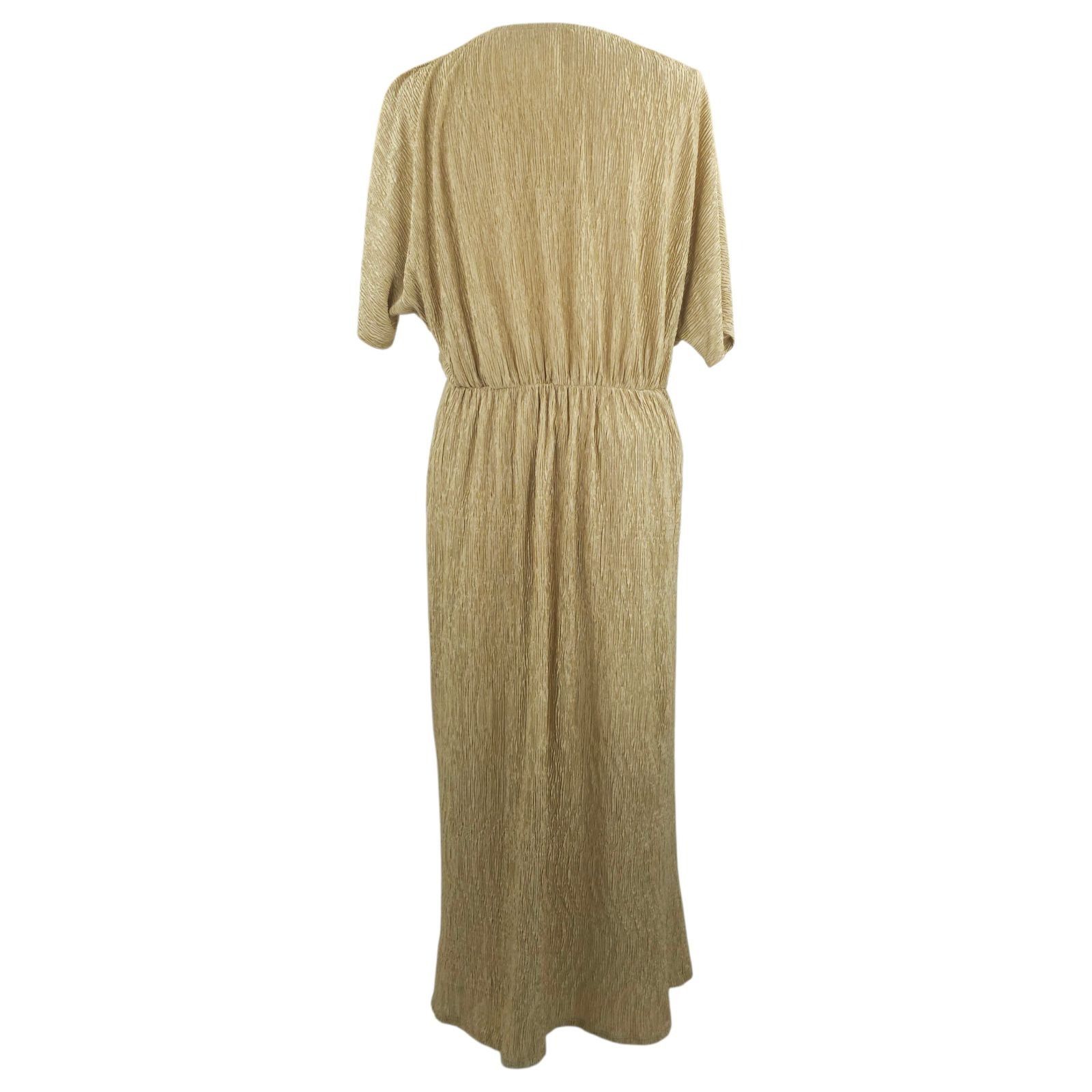 Other Jodifl Dress L Metallic Gold Shimmer Cross Front Maxi Slits Size L / US 10 / IT 46 - 2 Thumbnail