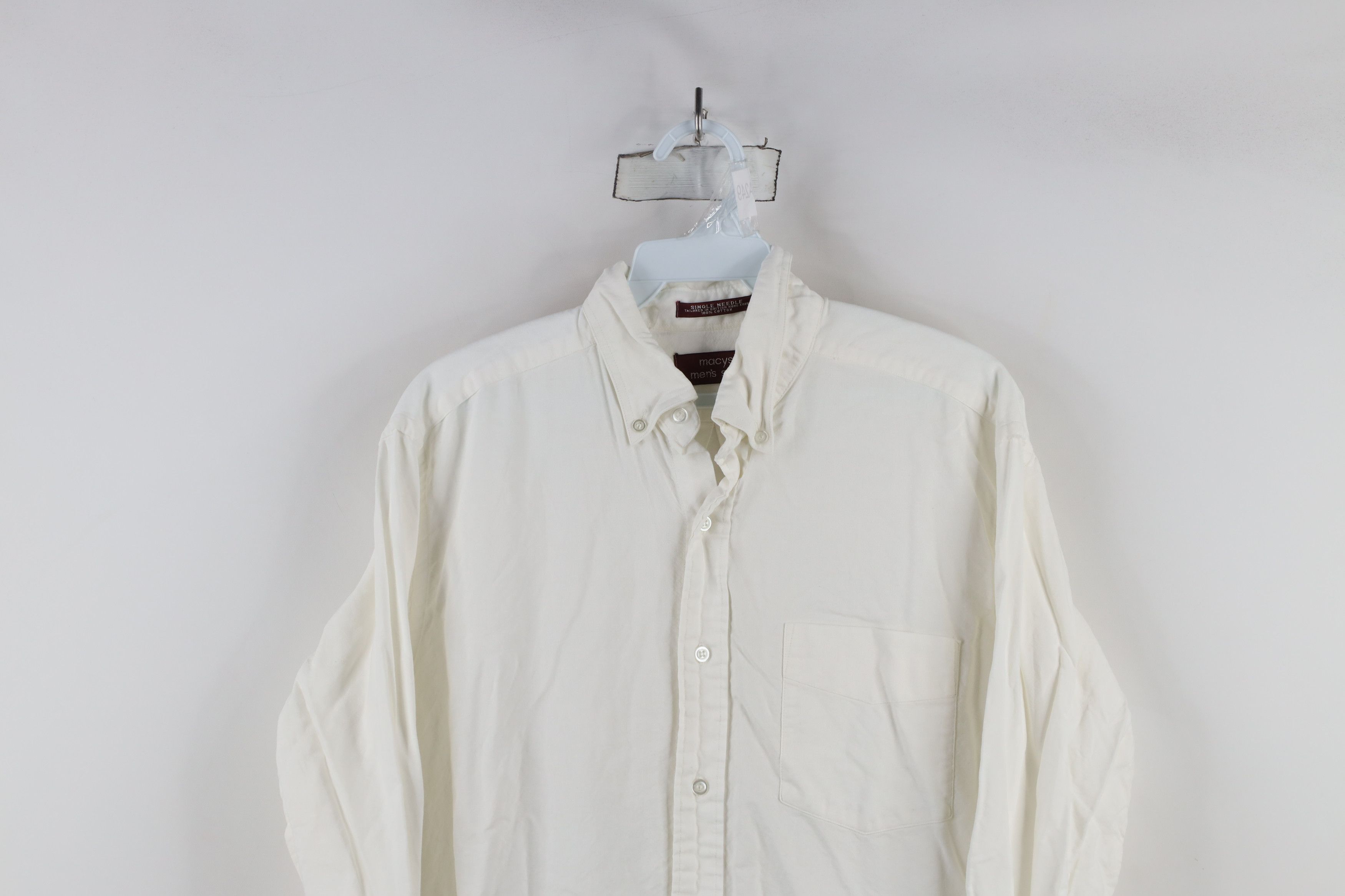 Vintage Vintage 70s Macys Needle Collared Button Down Shirt White Size US M / EU 48-50 / 2 - 2 Thumbnail