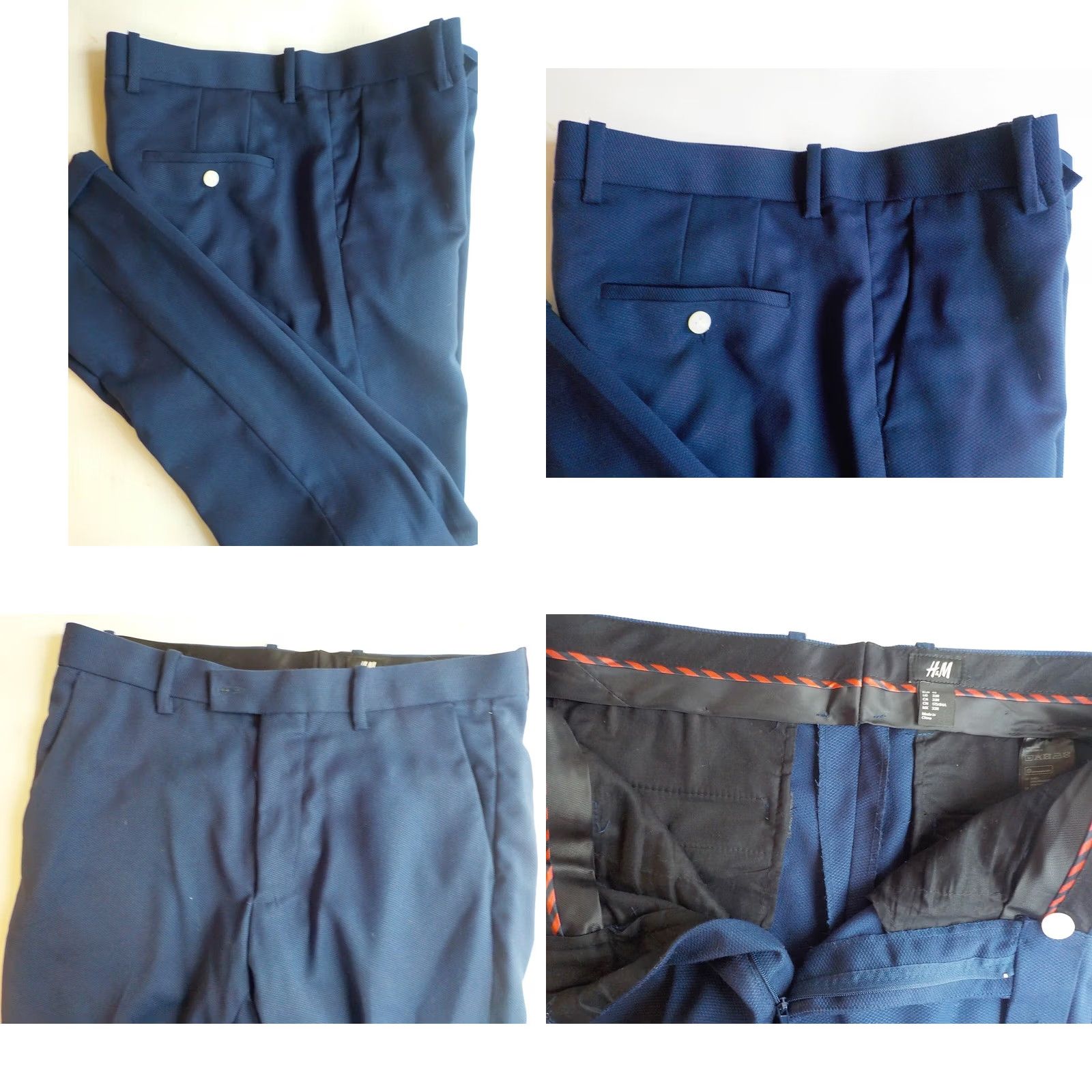 H&M H&M 2 Button Textured Suit Blue with White Buttons Jacket/Coat Size 40R Pants Size 33 Flat Front 30X? (Note: This is invalid due to constraints) Size 40R - 8 Thumbnail