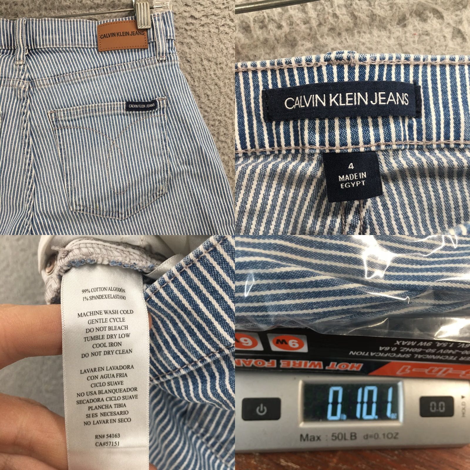Calvin Klein Calvin Klein Bermuda Shorts Womens 4 Blue Denim Striped Cuffed Zip Shorts Bermuda Blue Denim CK Womens 4 (Actual 28X6) Size 27" / US 4 / IT 40 - 9 Thumbnail