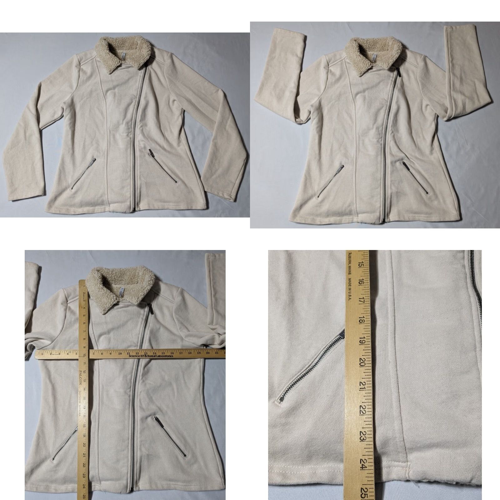 Z Supply Z SUPPLY The Sherpa Moto Women L Sandshell Asymmetrical Zip Jacket, Beige, Regular, Fleece, Zip, Lined, Casual, Travel, 16505 Size L / US 10 / IT 46 - 8 Thumbnail