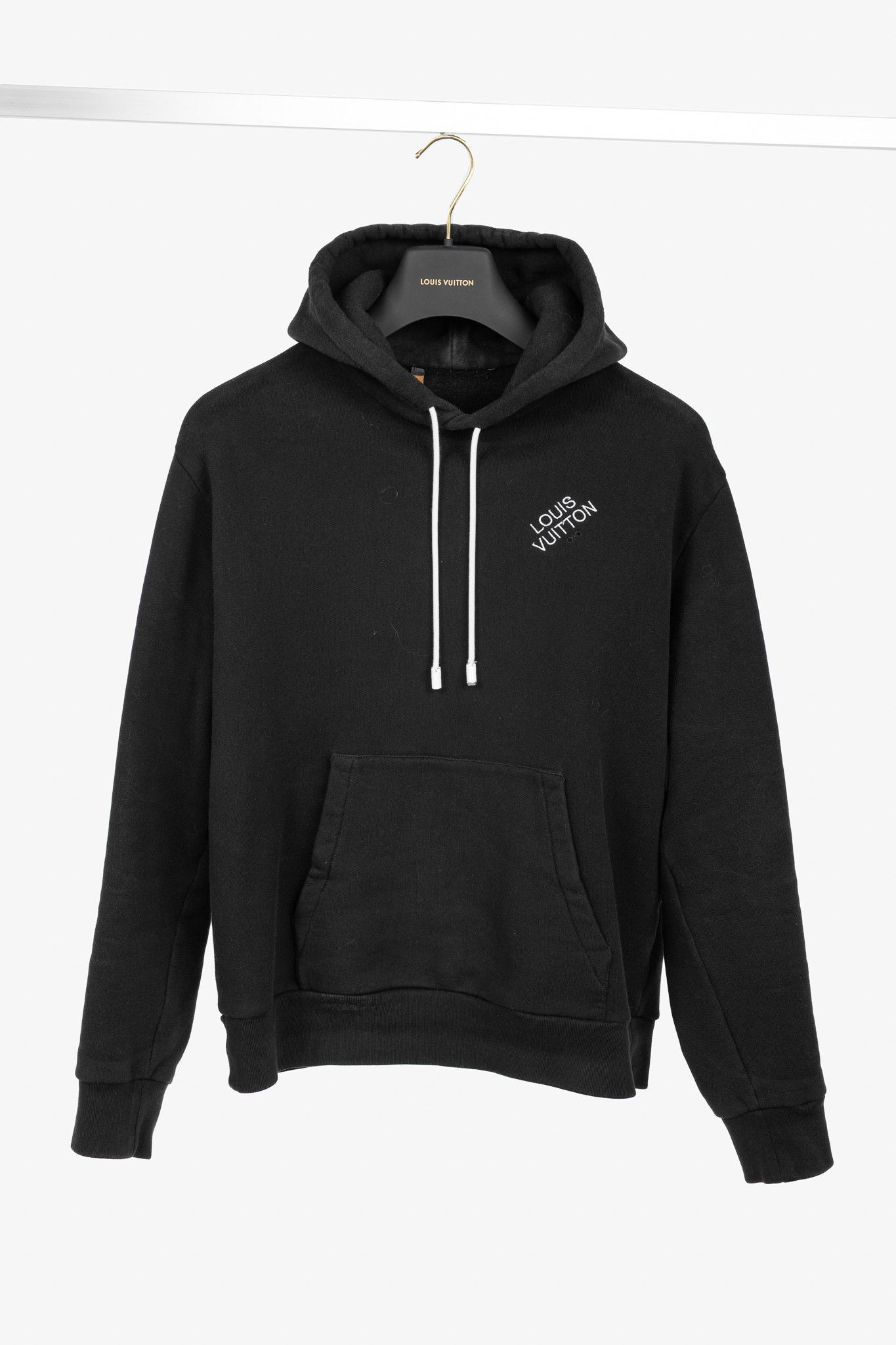 Louis Vuitton Louis Vuitton Black Embroidered Signature Cotton Hoodie Size US M / EU 48-50 / 2 - 1 Thumbnail