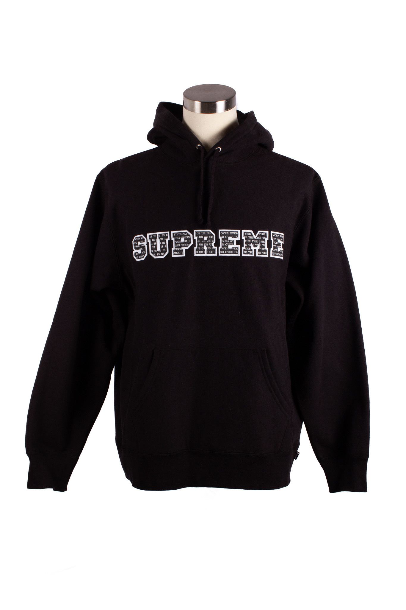 Supreme SUPREME F/W 19 THE MOST BLACK WHITE COTTON HOODIE | Grailed